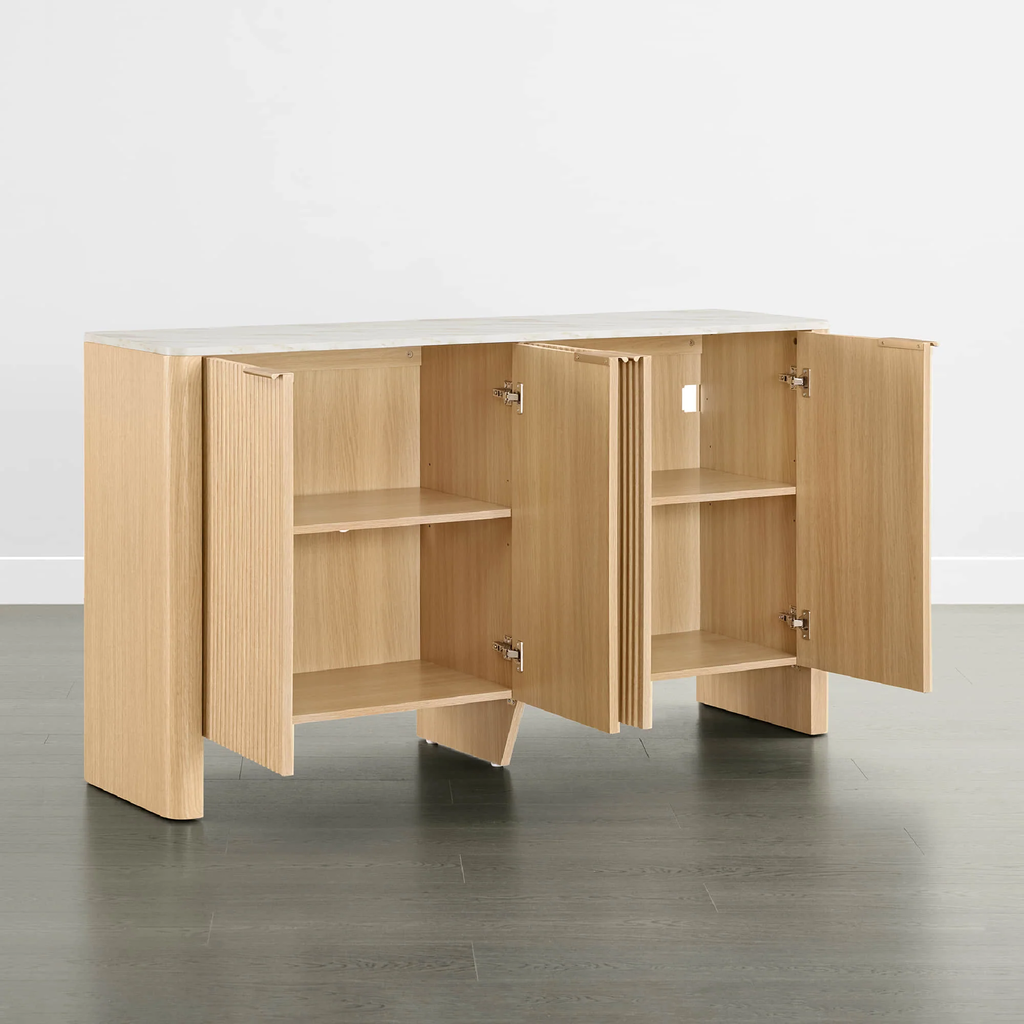 61" Bowen Fluted Wood Sideboard, High-Leg - Image 8