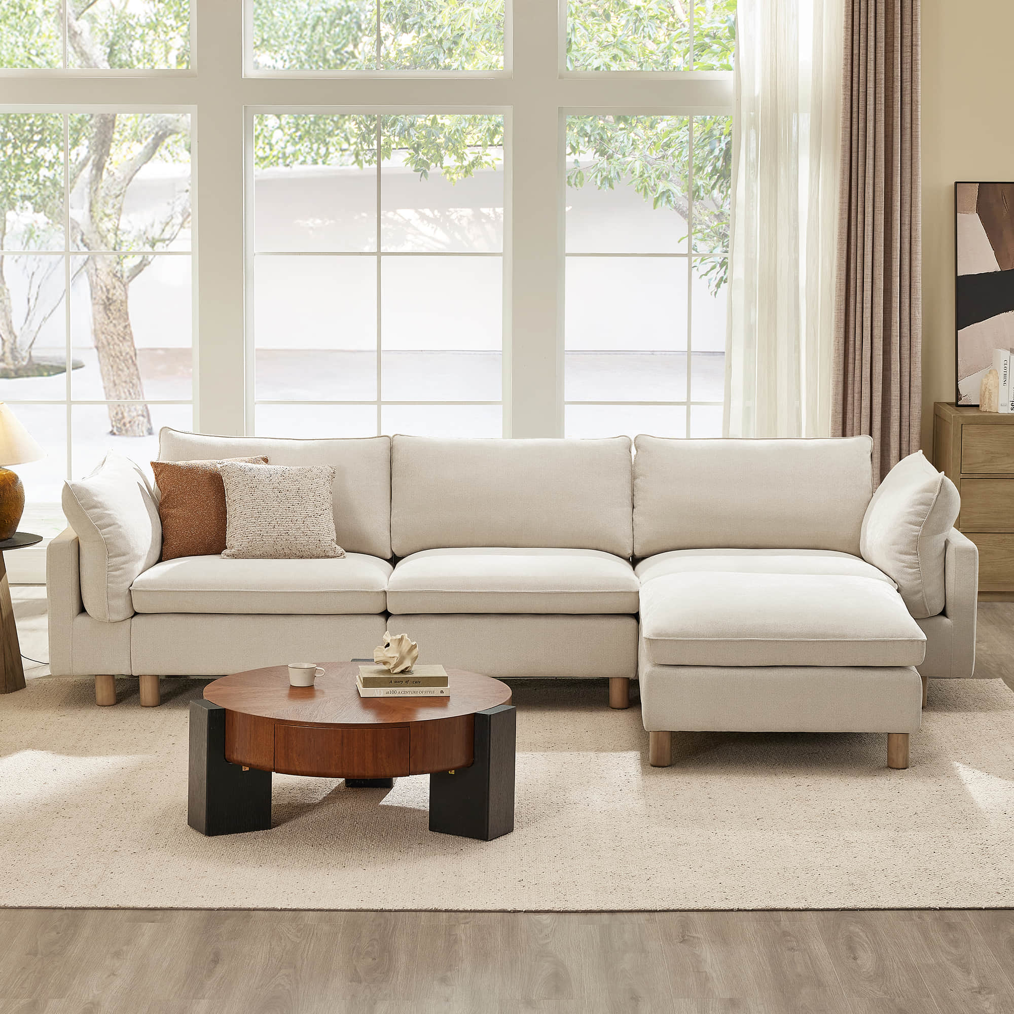 Brendon Modular 4-Seat Sectional Sofa with Wood Leg - Image 3