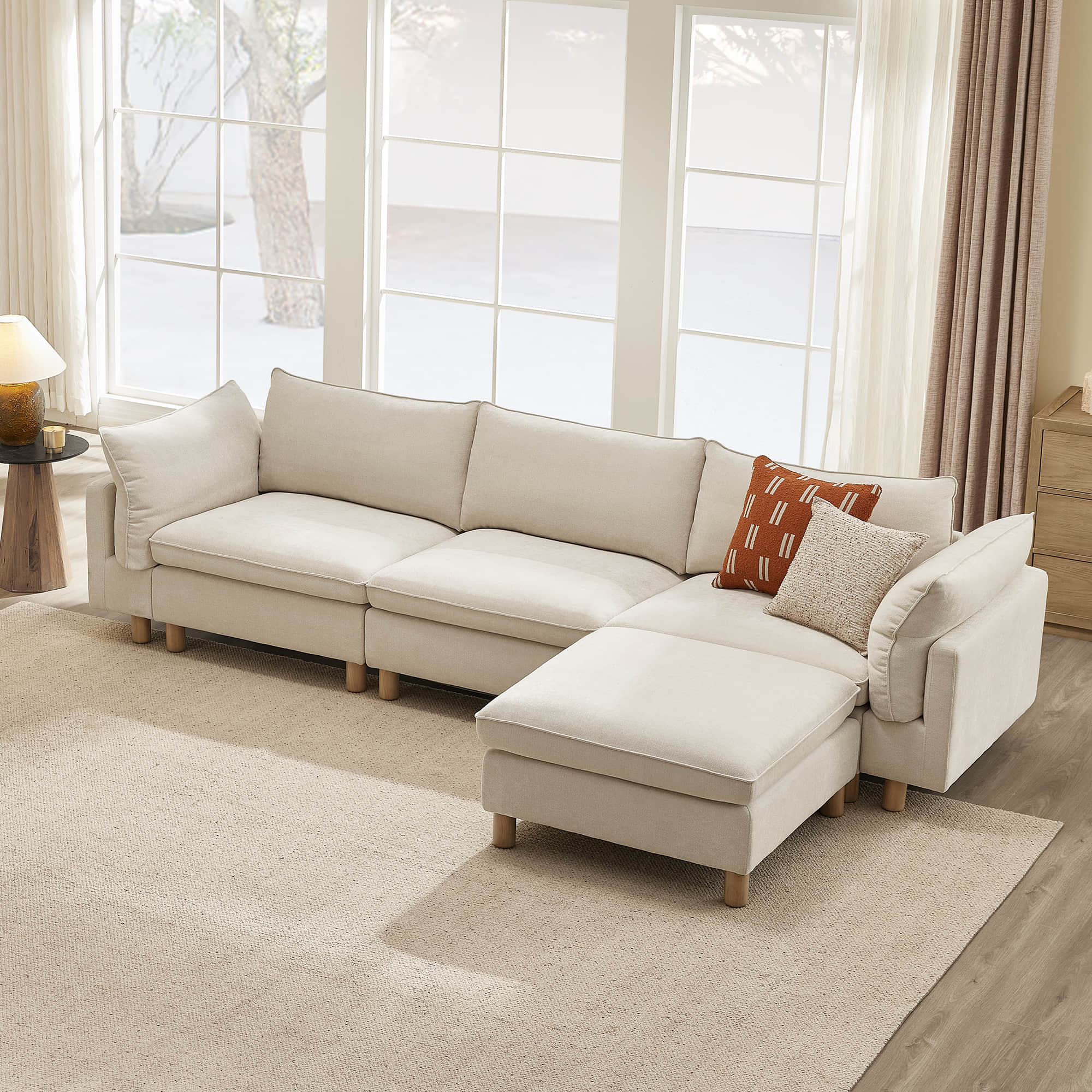 Brendon Modular 4-Seat Sectional Sofa with Wood Leg - Image 6