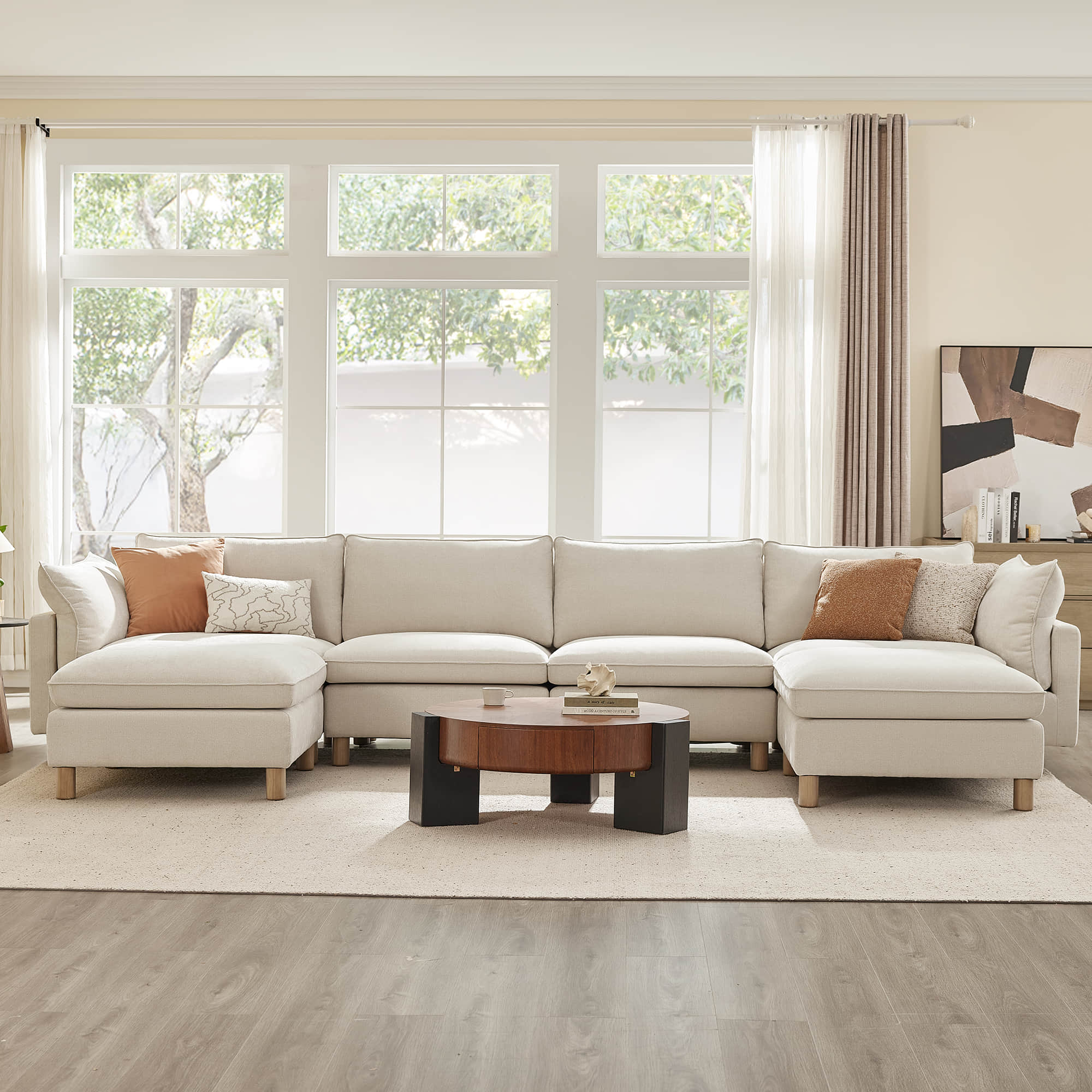 Brendon Modular 6-Seat Sectional Sofa with Wood Leg - Image 4