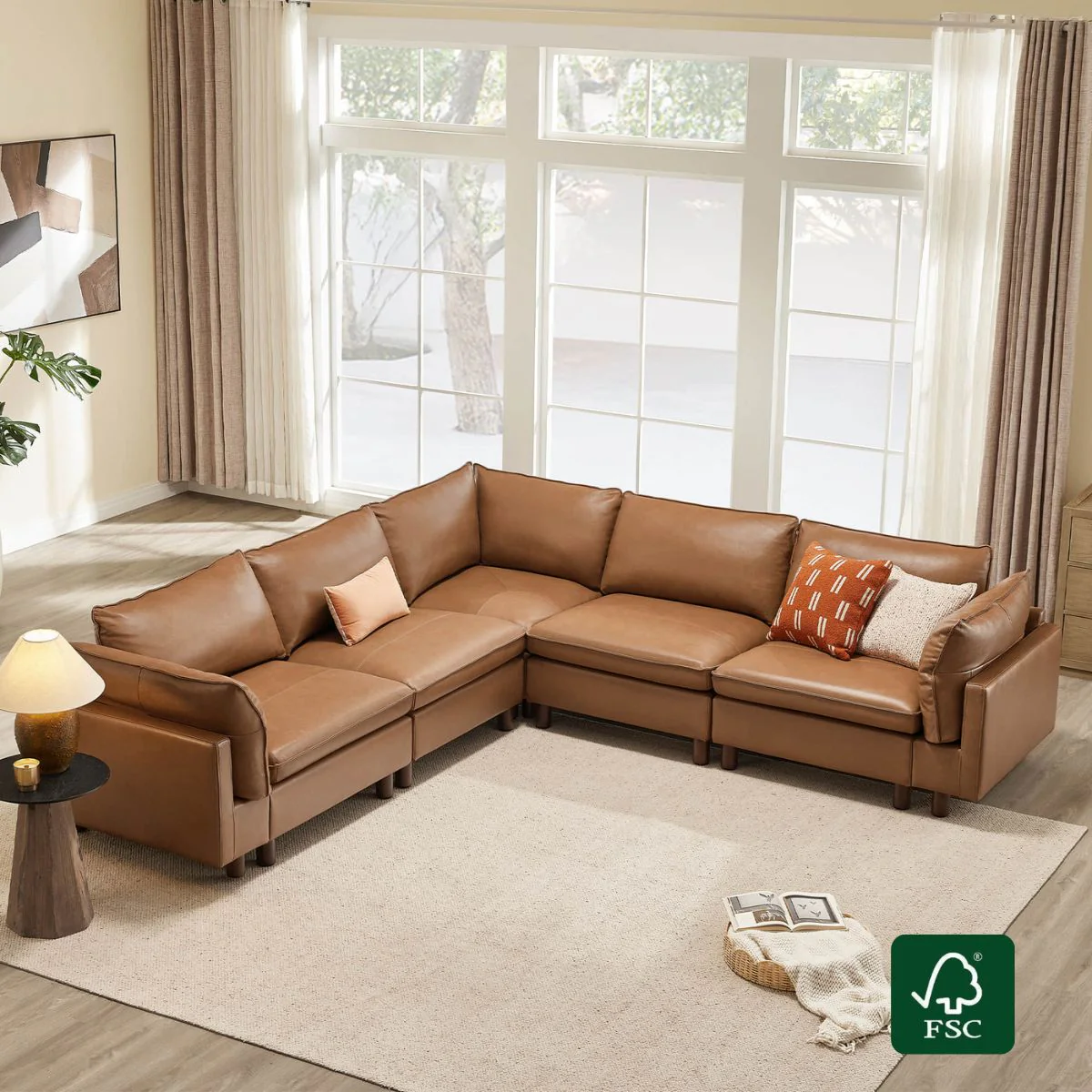 Brendon Modular Corner Sectional Sofa with Wood Leg