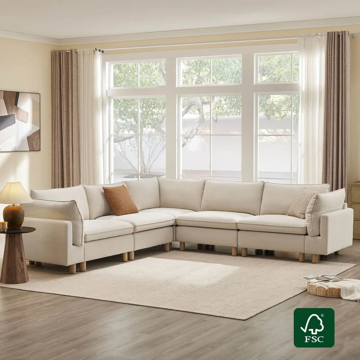 Brendon Modular Corner Sectional Sofa with Wood Leg - Image 2