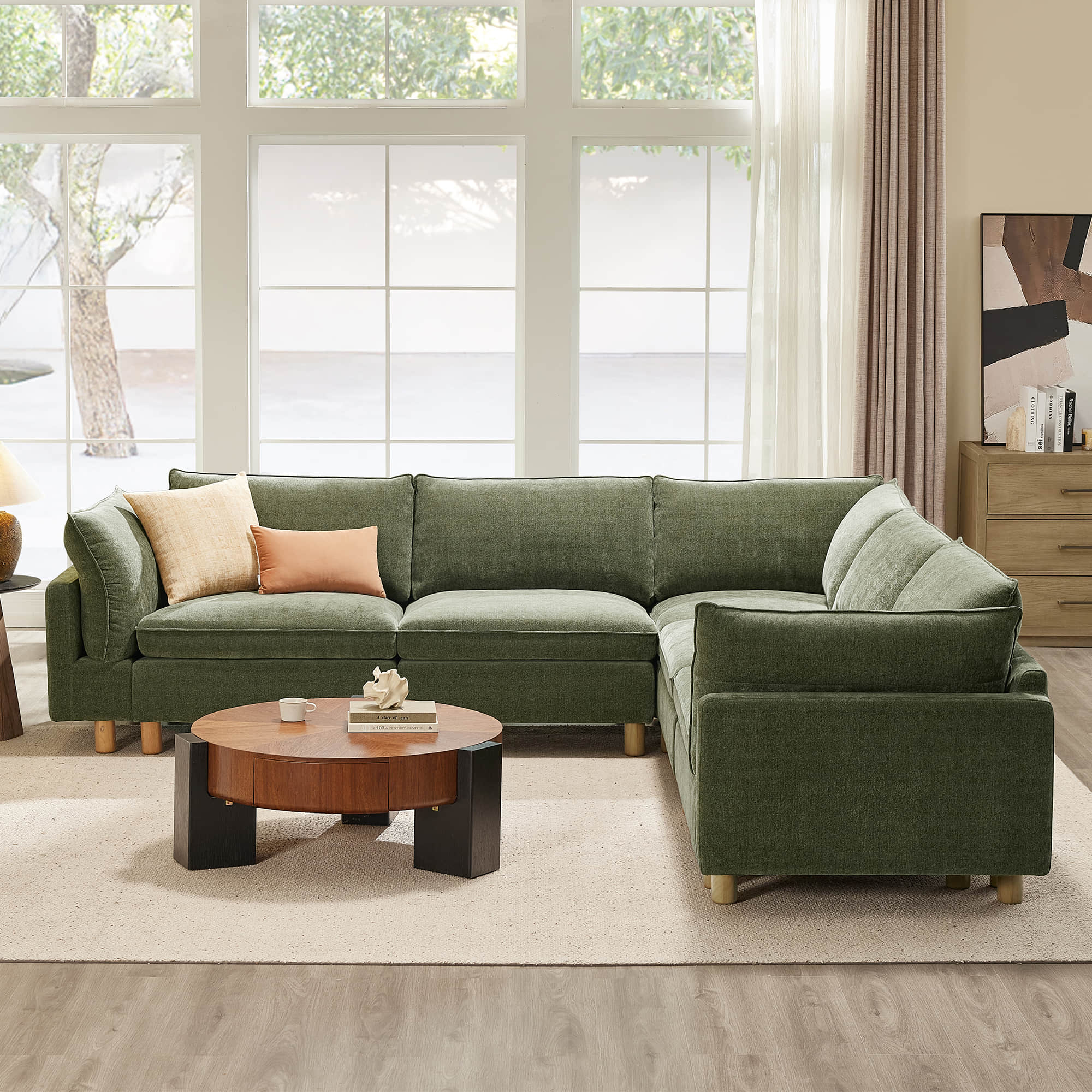 Brendon Modular Corner Sectional Sofa with Wood Leg - Image 7
