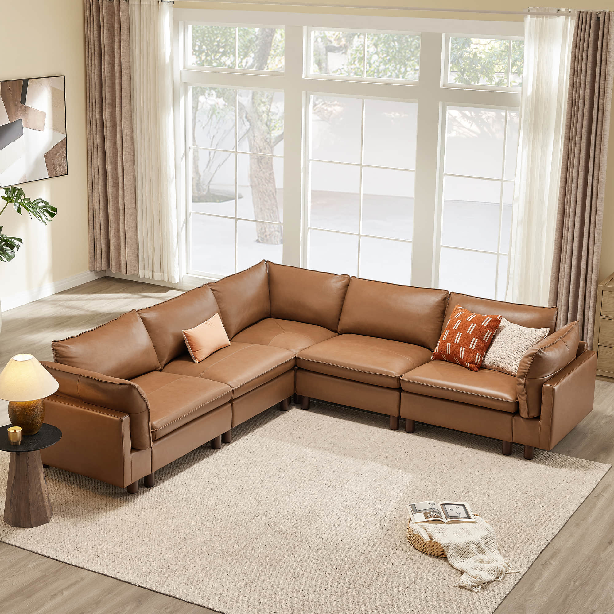 Brendon Modular Corner Sectional Sofa with Wood Leg - Image 9