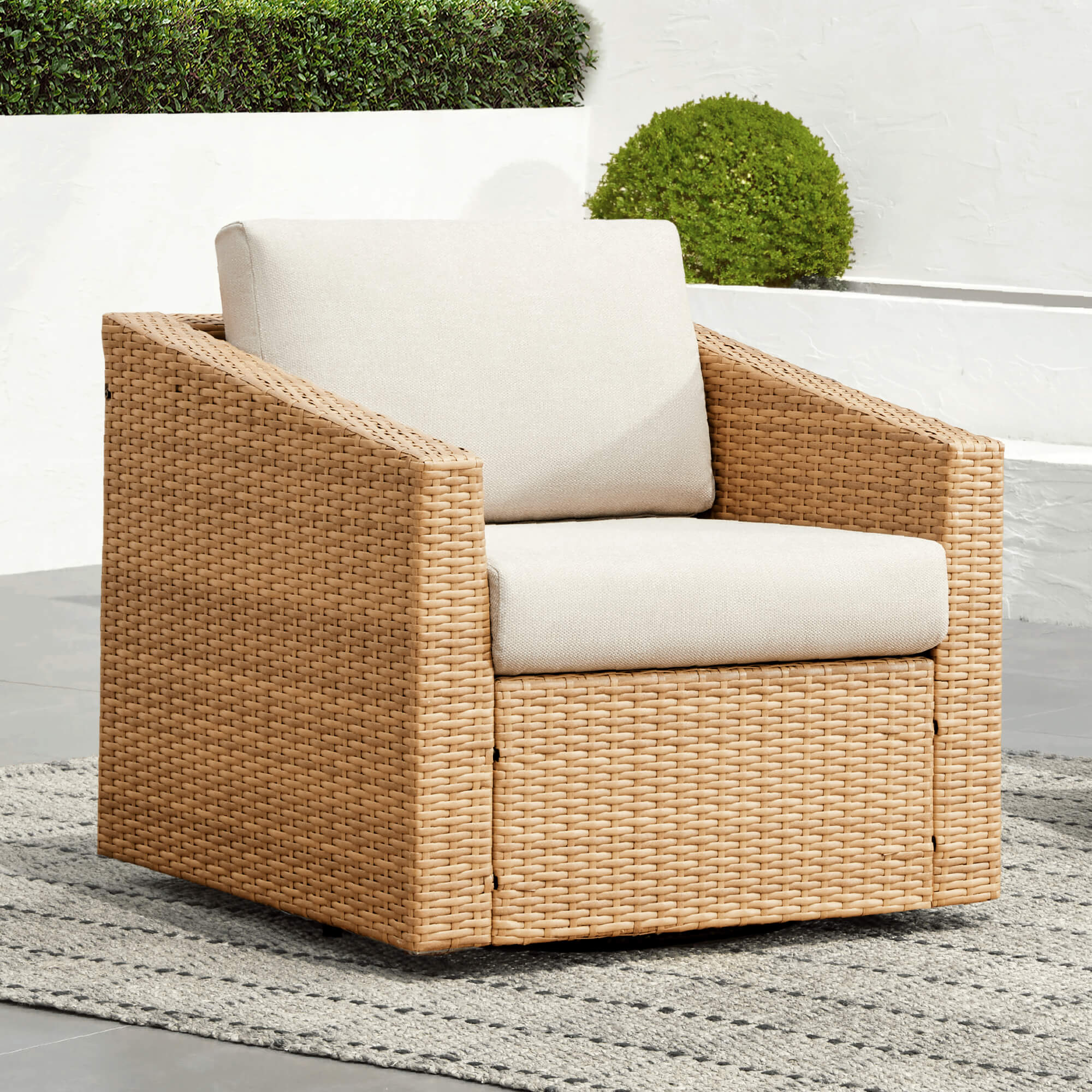 Calum Rattan Outdoor Swivel Accent Chair - Image 3