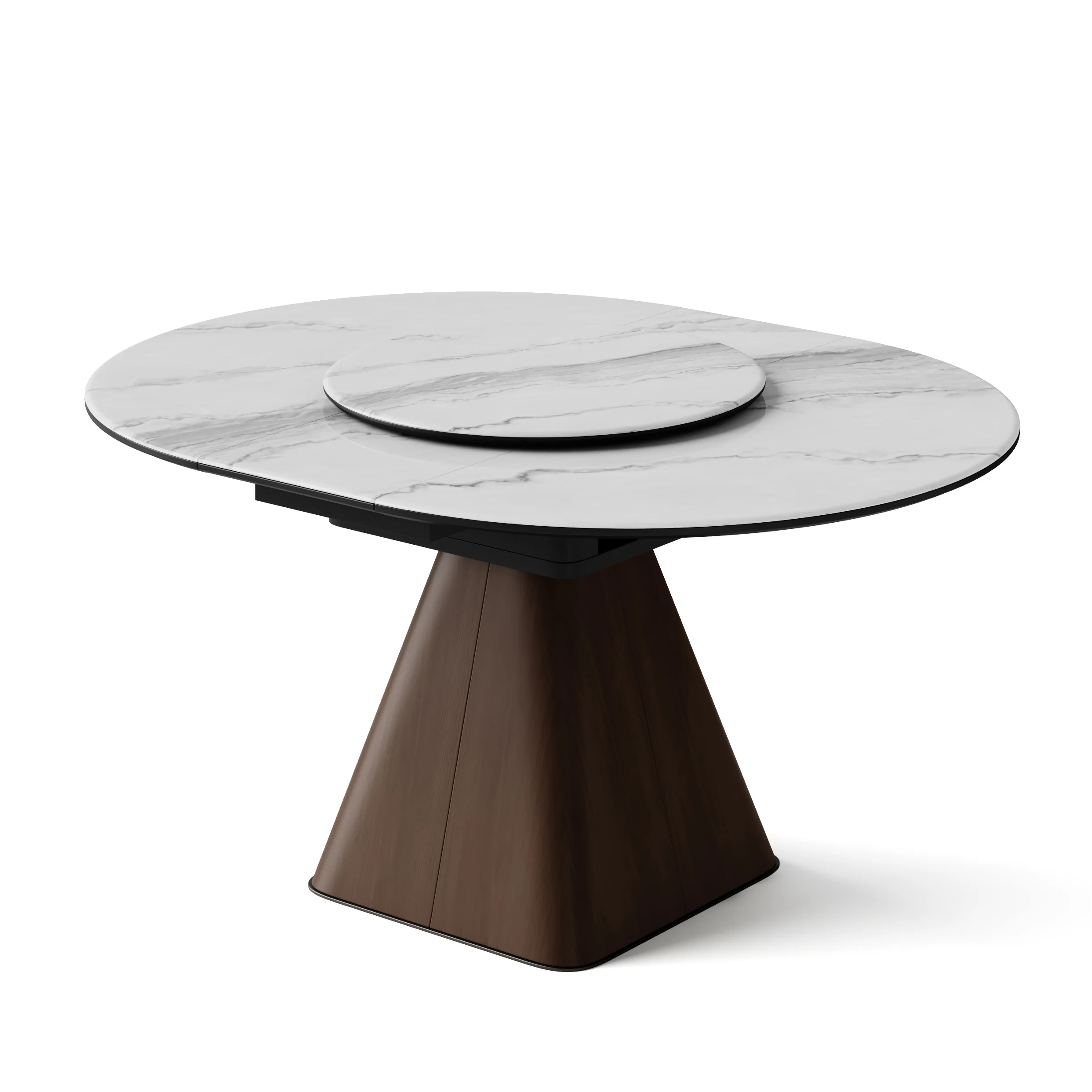 Camila Extendable Sintered Stone Dining Table with Lazy Susan, 24.8"-52.9" - Image 3