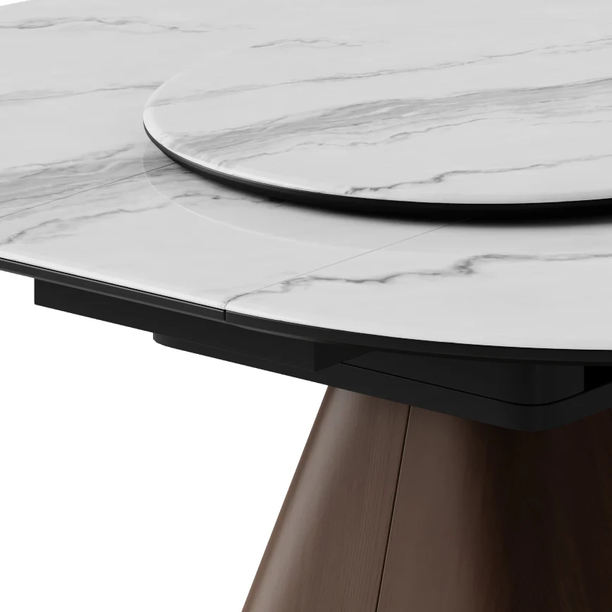 Camila Extendable Sintered Stone Dining Table with Lazy Susan, 24.8"-52.9" - Image 6