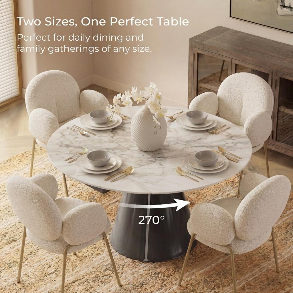 Camila Round Extendable Sintered Stone Dining Table,33.4"-51.1" - Image 4