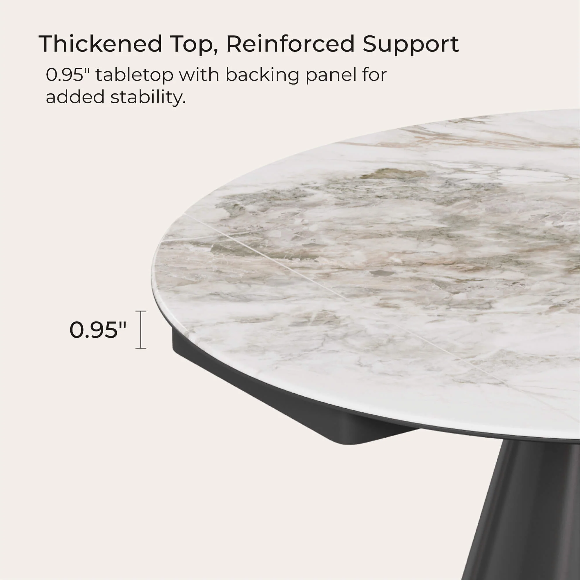 Camila Round Extendable Sintered Stone Dining Table,33.4"-51.1" - Image 9