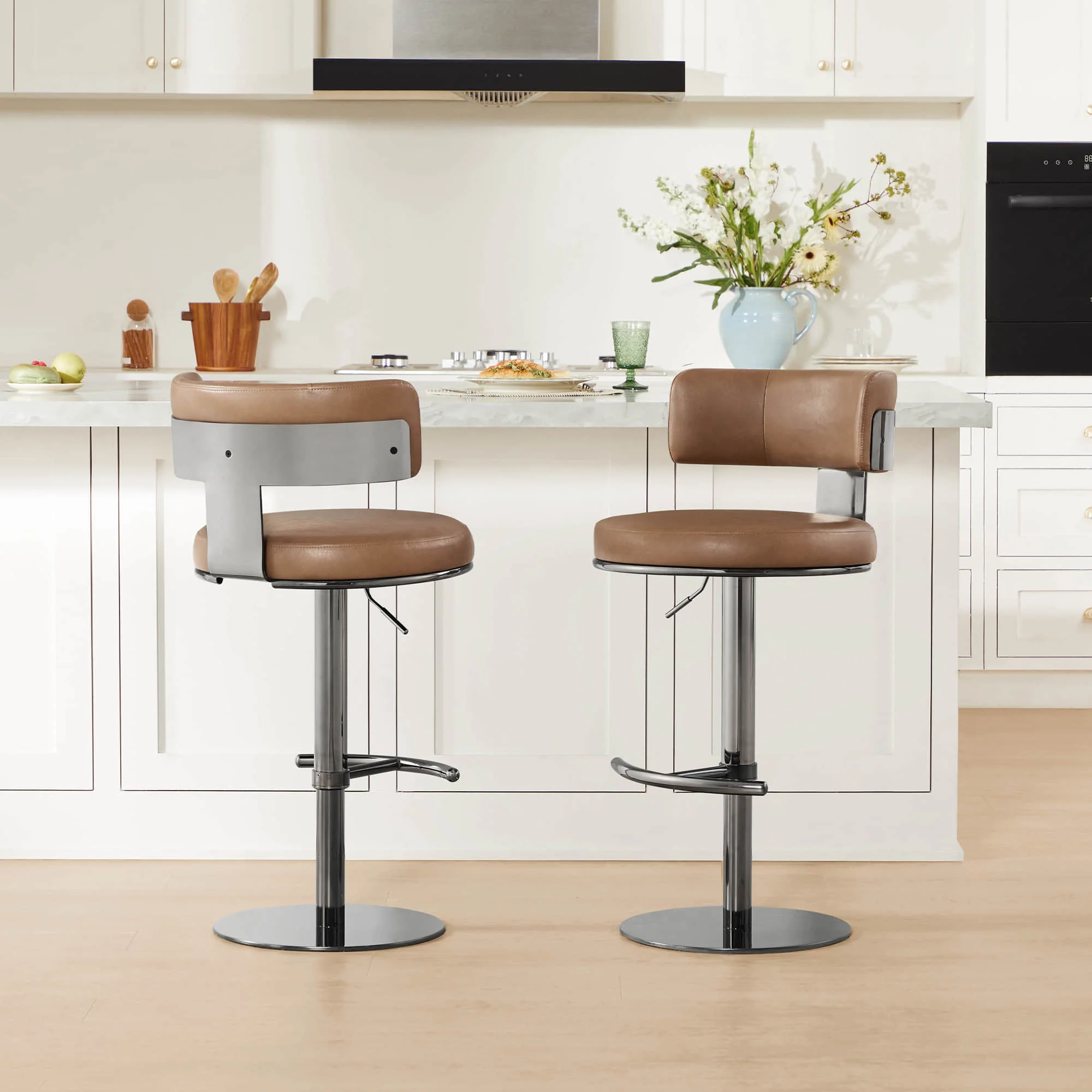 Cayla Modern Adjustable Height Swivel Barstool - Image 33
