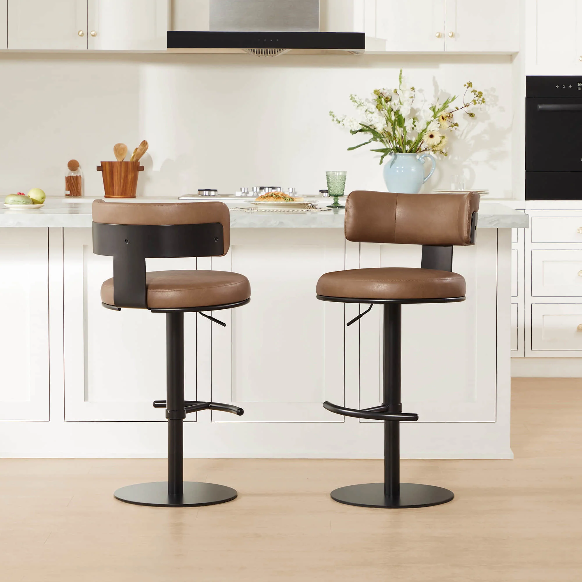 Cayla Modern Adjustable Height Swivel Barstool - Image 4