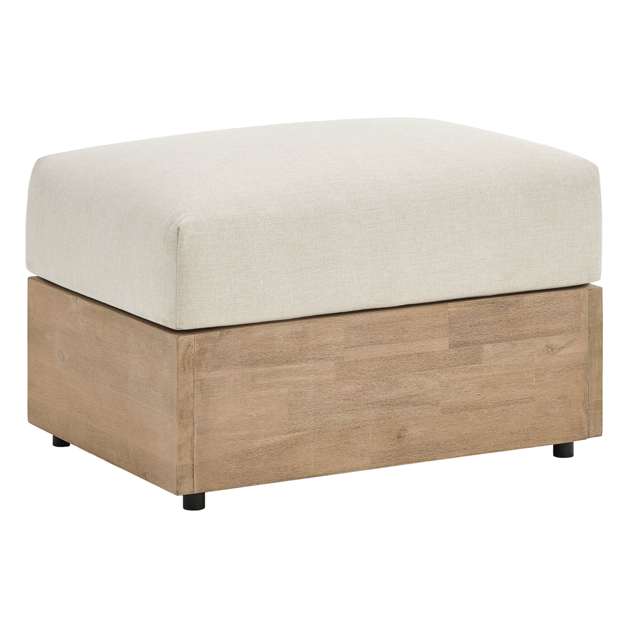 Clover Acacia Wood Outdoor Ottoman - Image 3