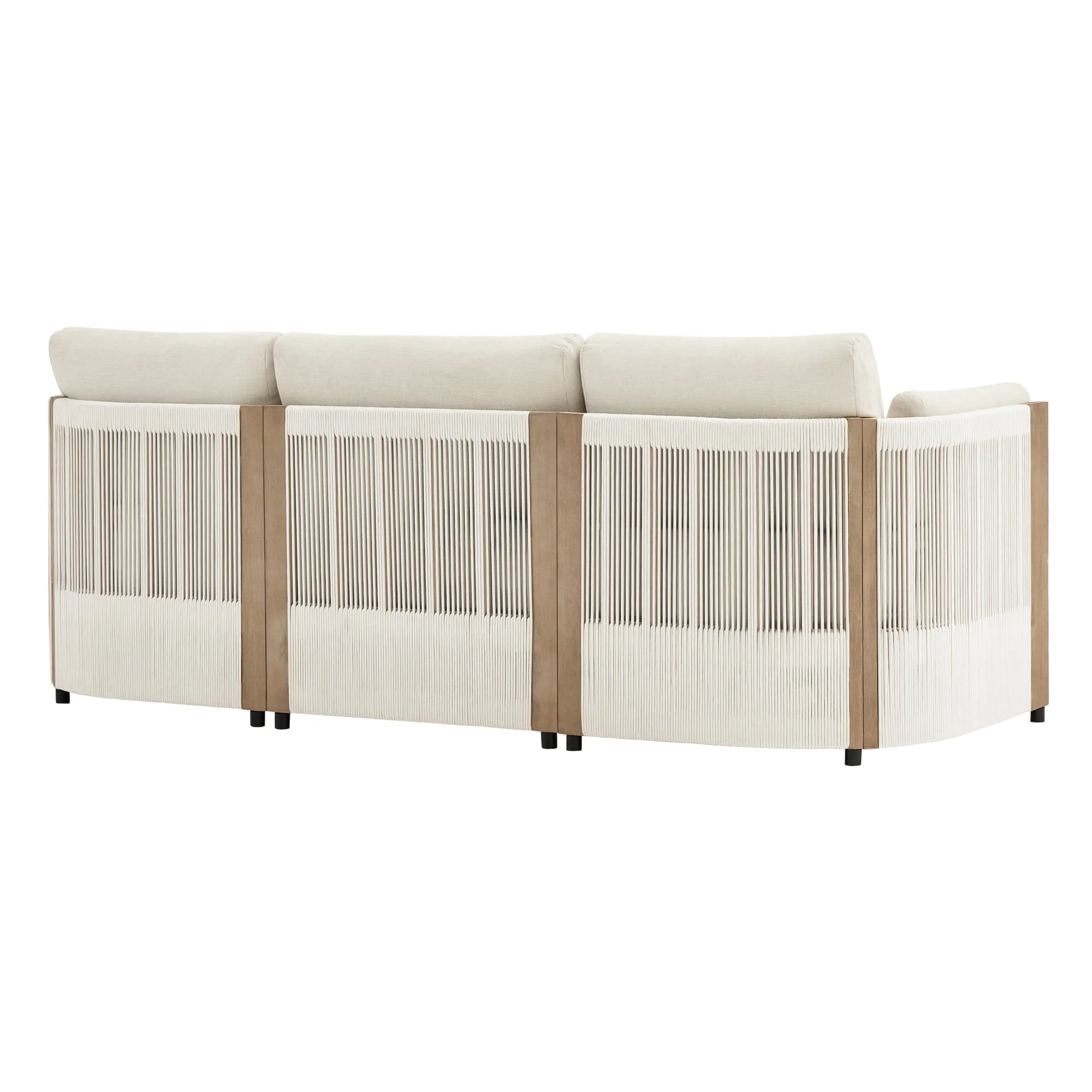 Clover Acacia Wood Rope Outdoor 3-Seat Modular Sofa - Image 9