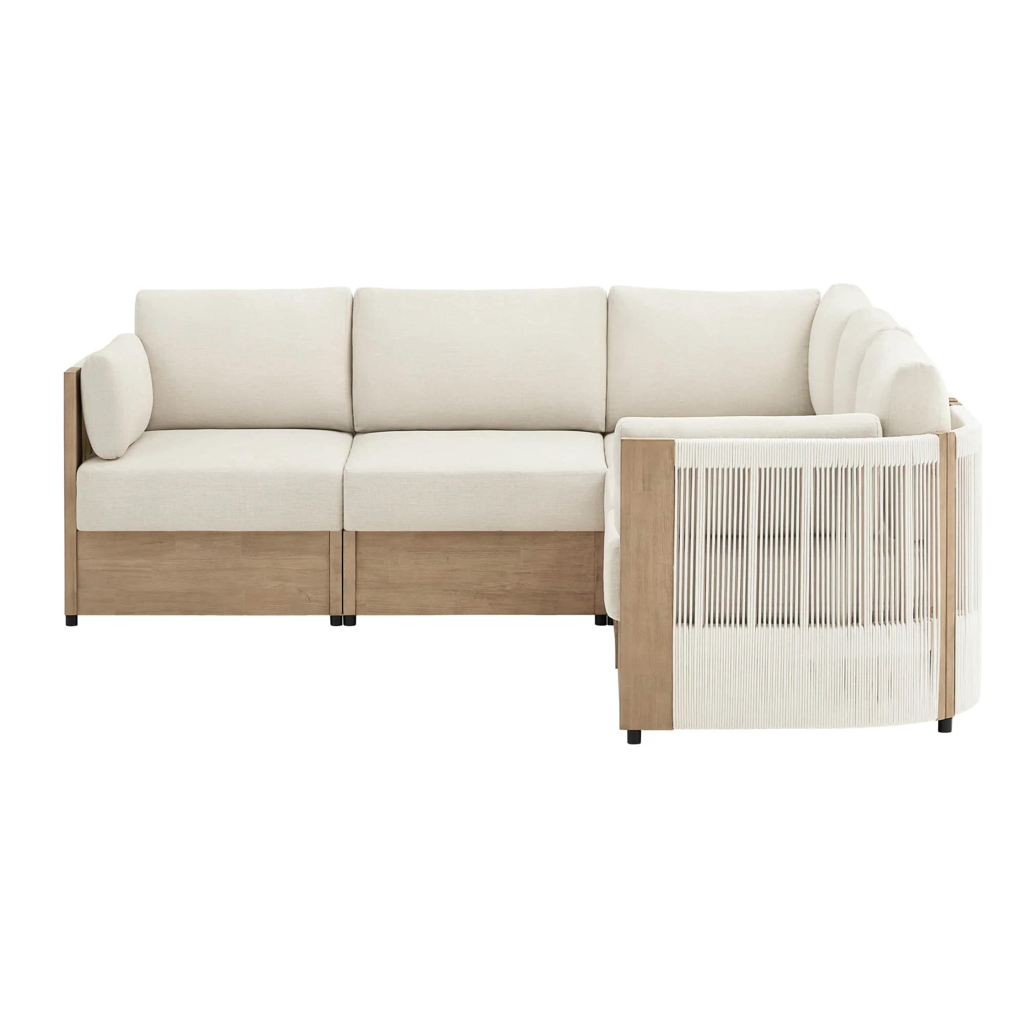 Clover Acacia Wood Rope Outdoor 5-Seat Modular Sofa - Image 7