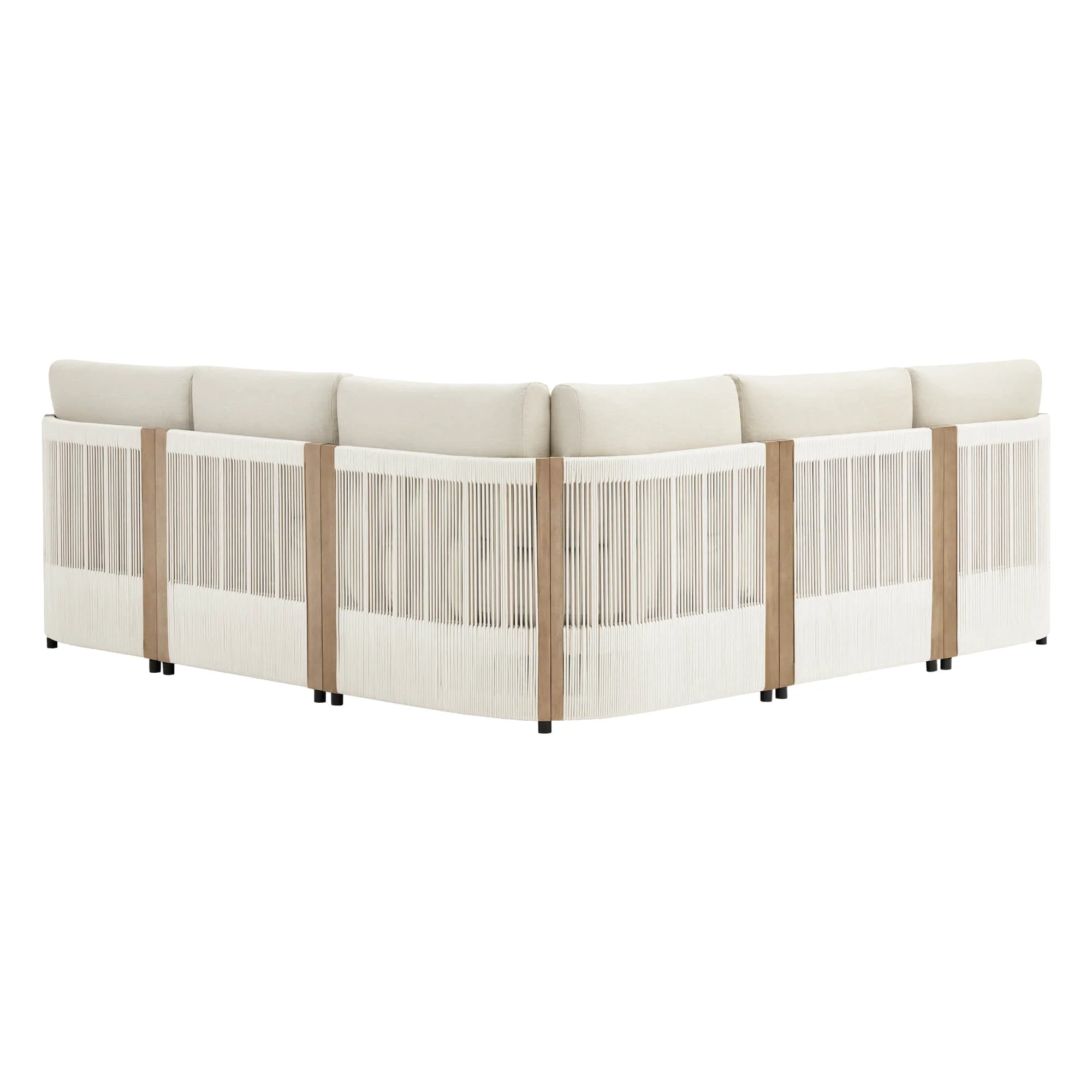 Clover Acacia Wood Rope Outdoor 5-Seat Modular Sofa - Image 8