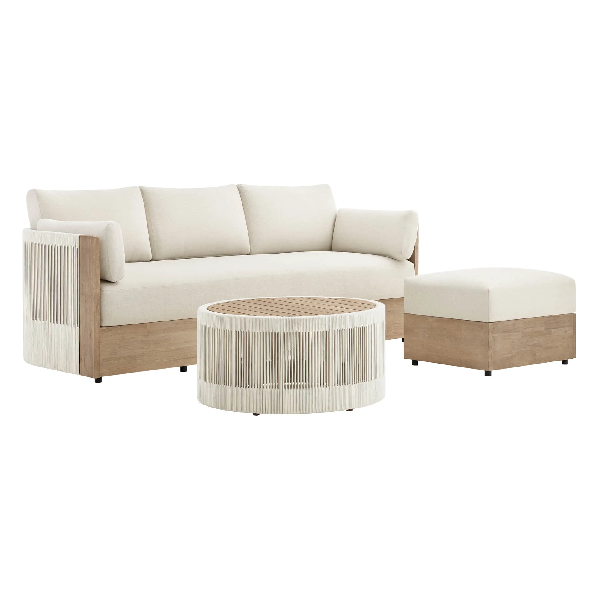 Clover Acacia Wood Rope Outdoor Fully-assembled 3-Seater Sofa - Image 19