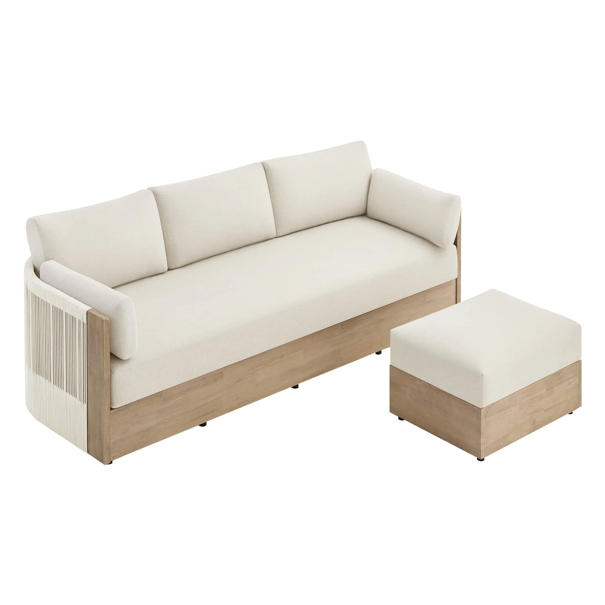 Clover Acacia Wood Rope Outdoor Fully-assembled 3-Seater Sofa - Image 20