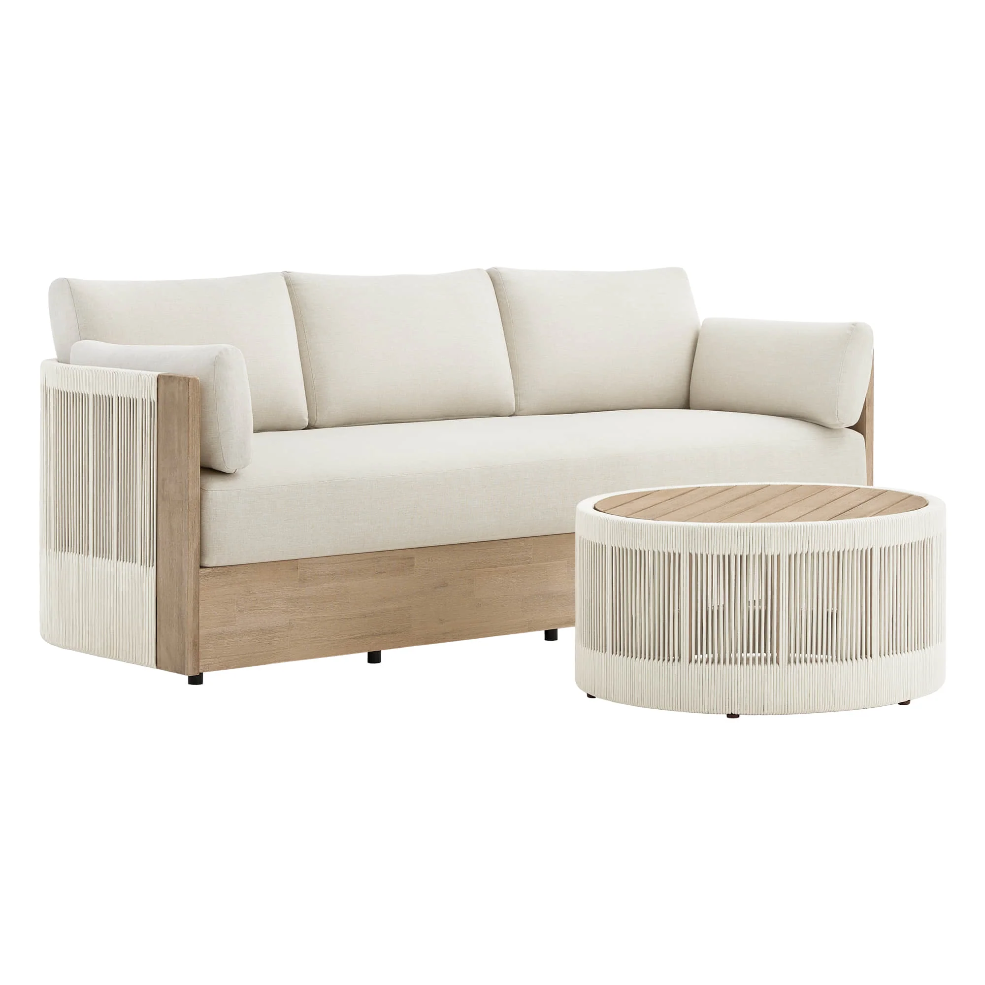 Clover Acacia Wood Rope Outdoor Fully-assembled 3-Seater Sofa - Image 23