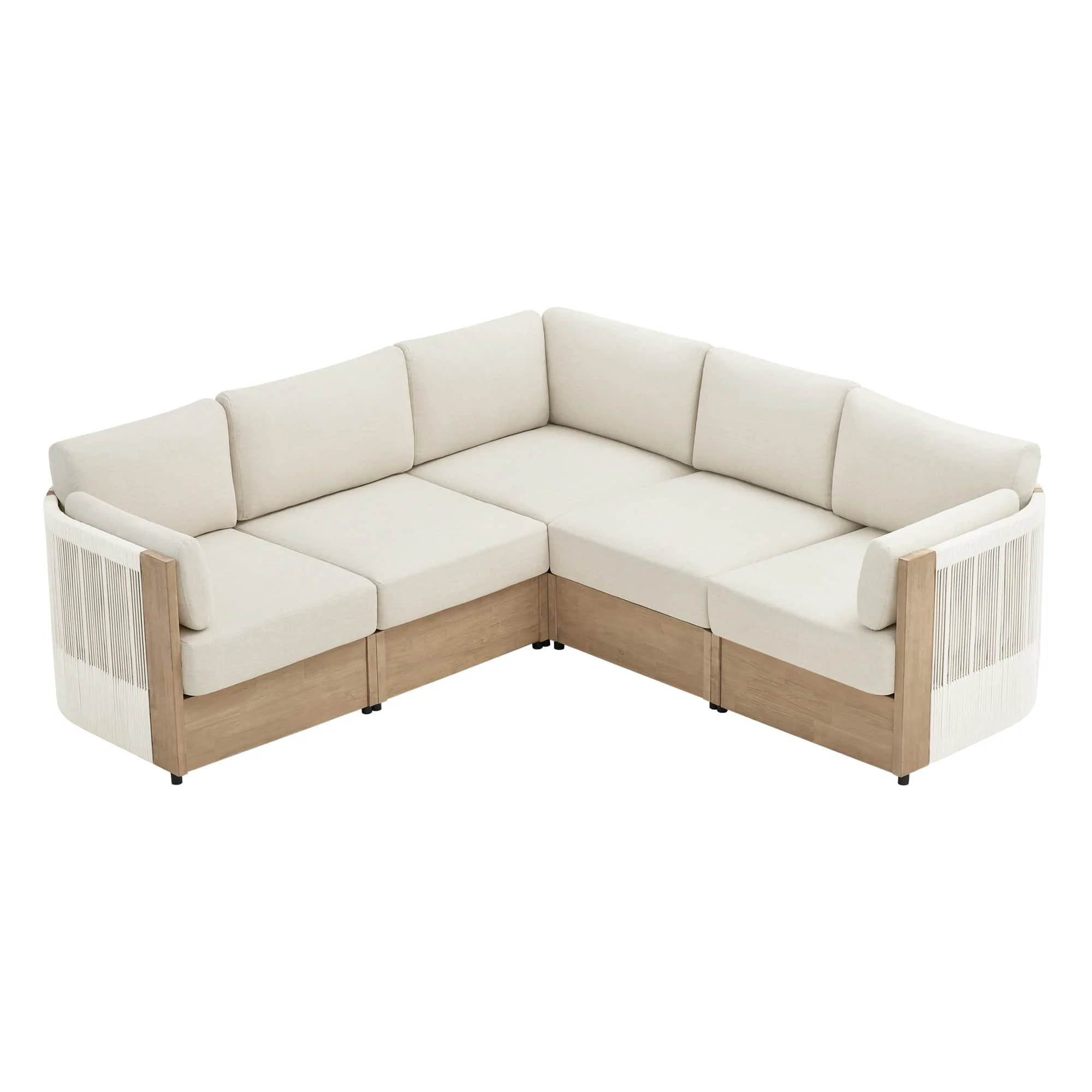 Clover Acacia Wood Rope Outdoor Modular Sectional Set - Image 10