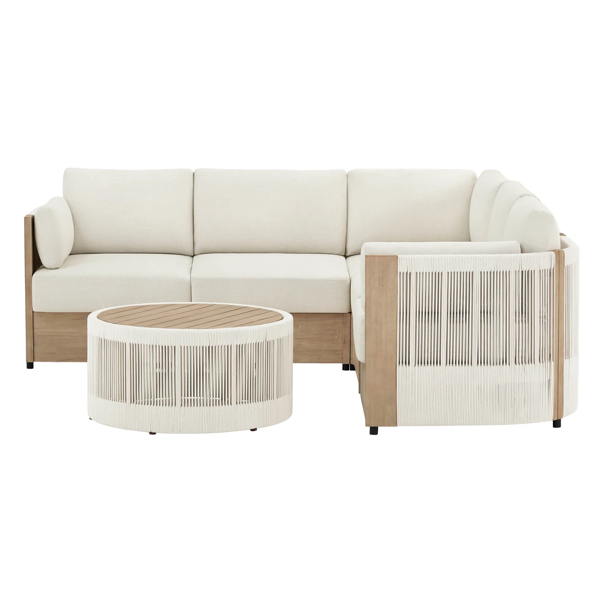 Clover Acacia Wood Rope Outdoor Modular Sectional Set - Image 13
