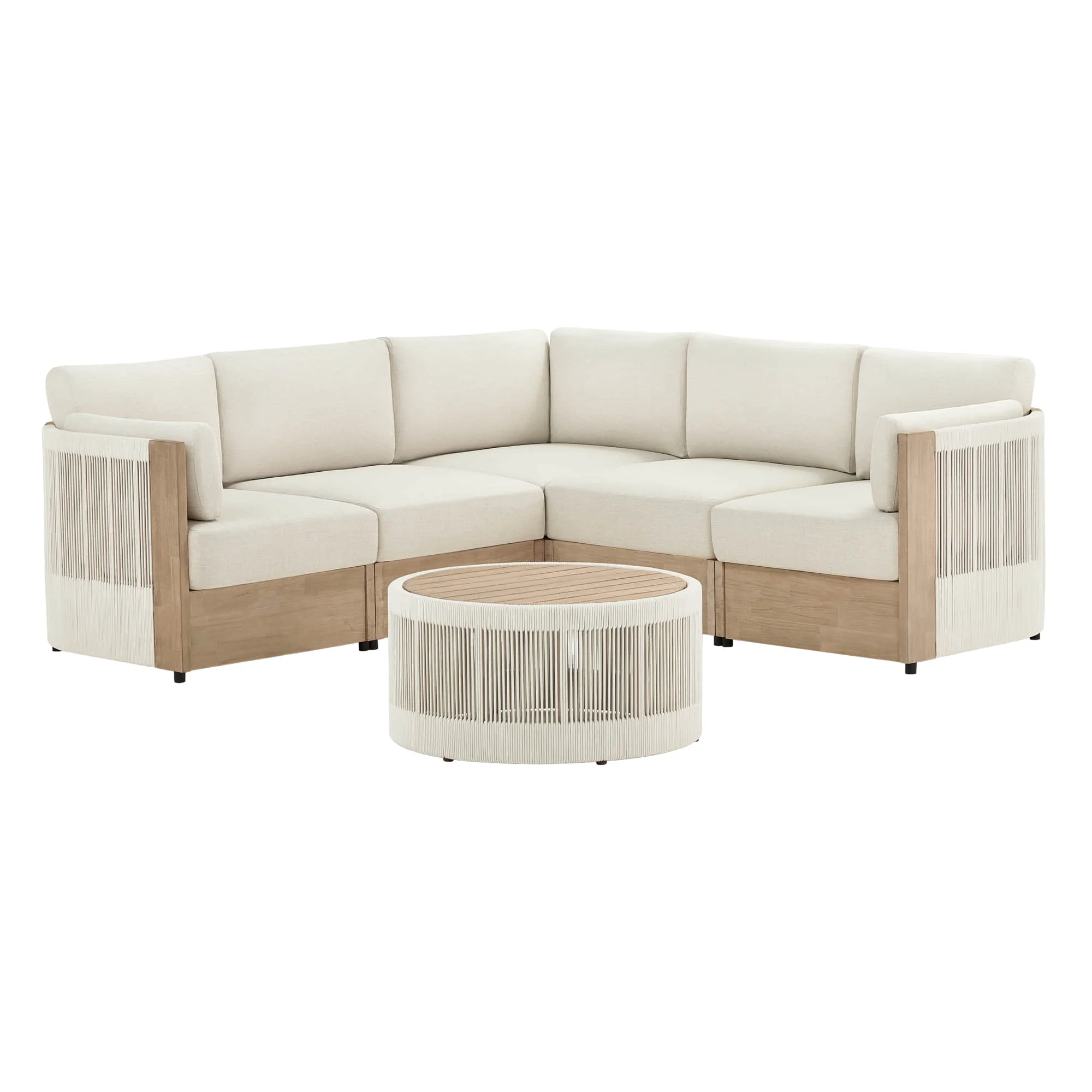 Clover Acacia Wood Rope Outdoor Modular Sectional Set - Image 20