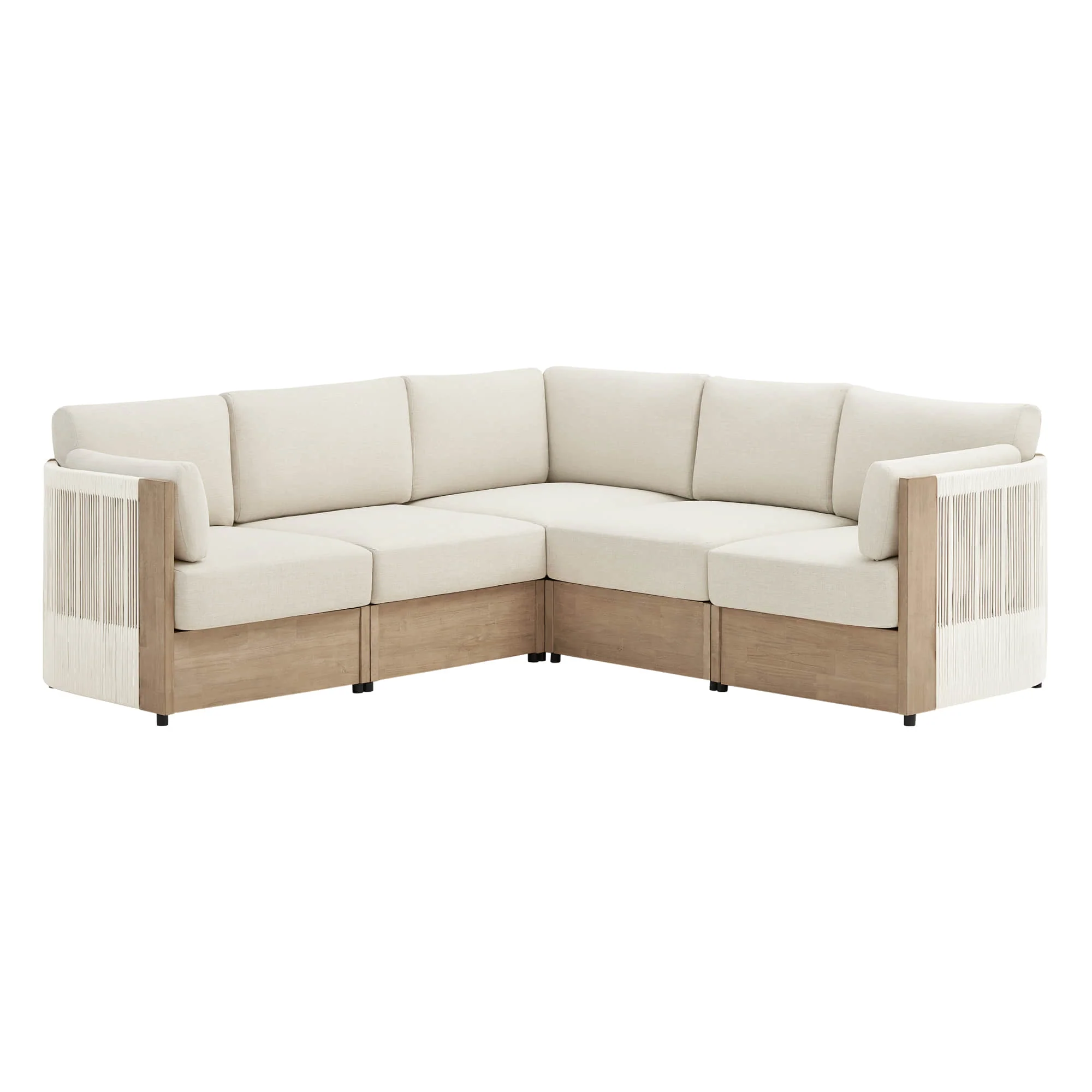 Clover Acacia Wood Rope Outdoor Modular Sectional Set - Image 9