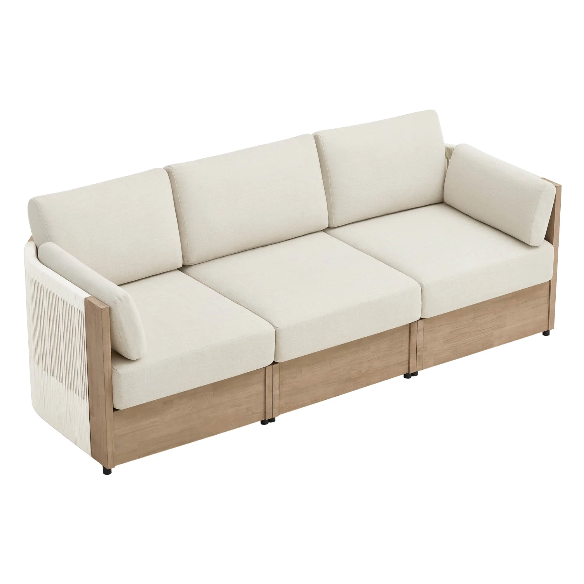 Clover Acacia Wood Rope Outdoor Modular Sofa Set - Image 11