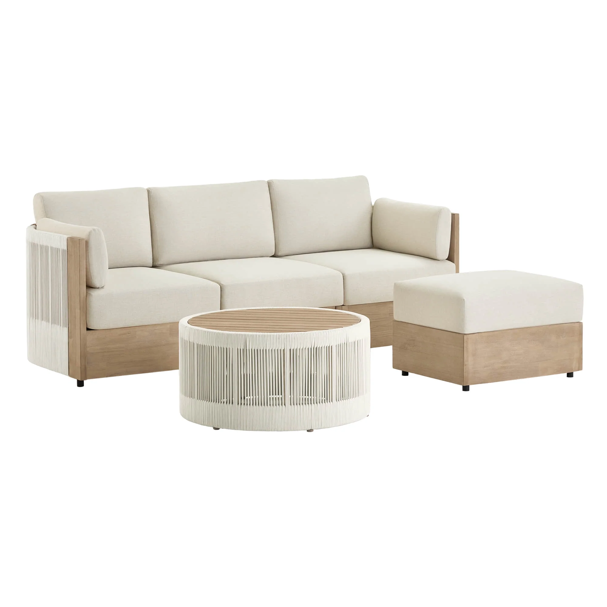 Clover Acacia Wood Rope Outdoor Modular Sofa Set - Image 17