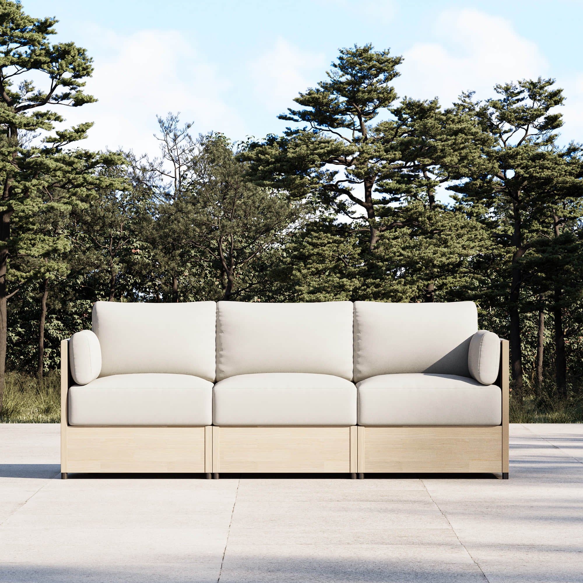 Clover Acacia Wood Rope Outdoor Modular Sofa Set - Image 5