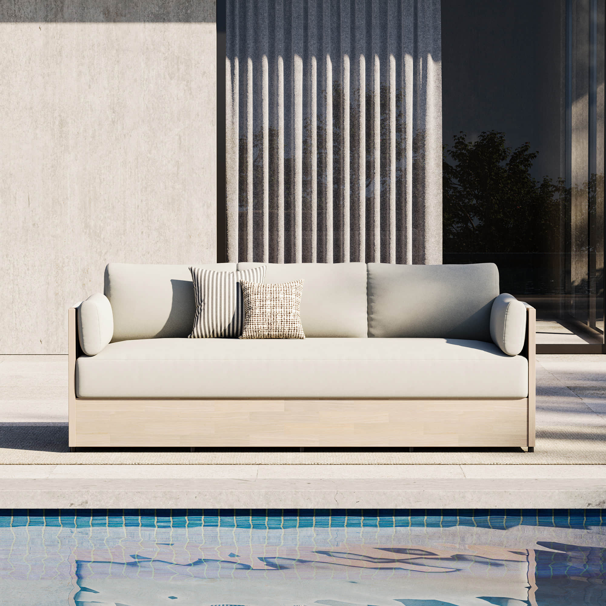 Clover Acacia Wood Rope Outdoor Patio Sofa Set - Image 4