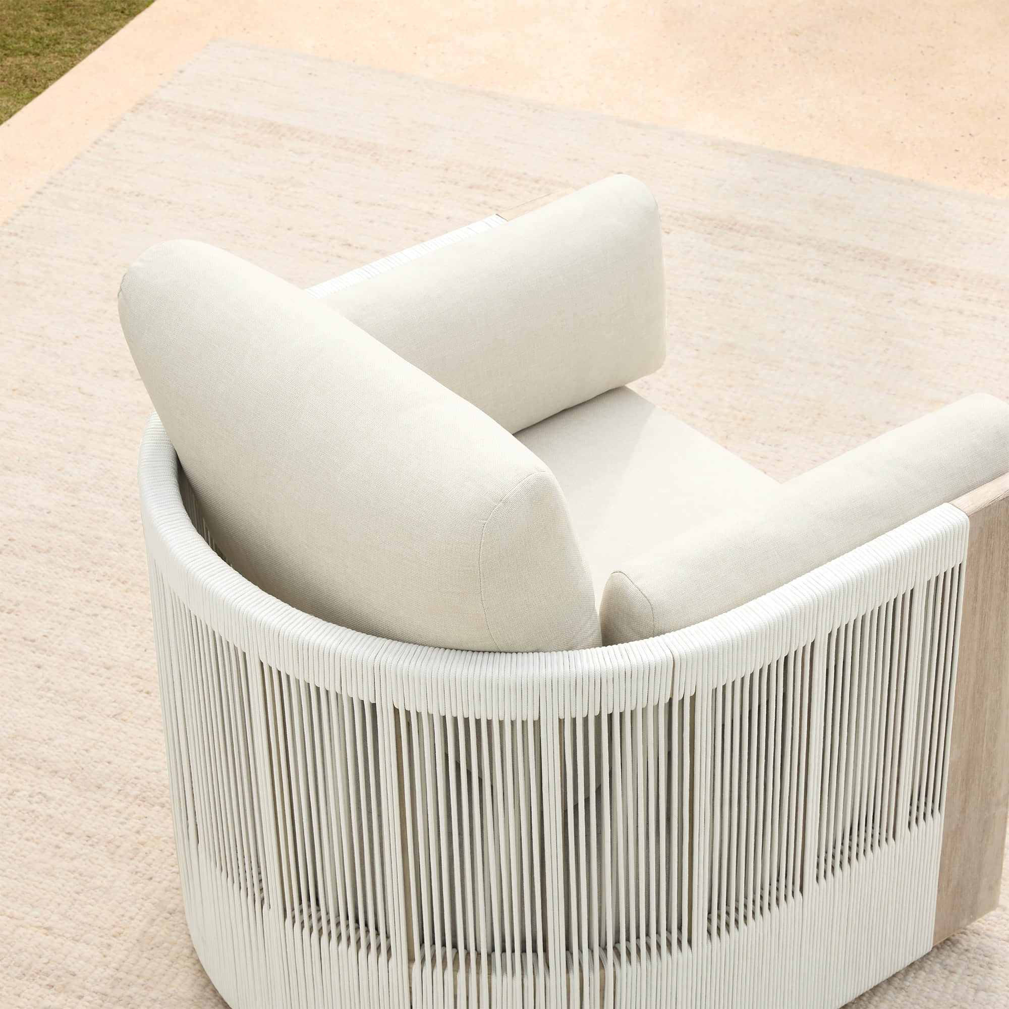 Clover Acacia Wood Rope Outdoor Swivel Chair - Image 7