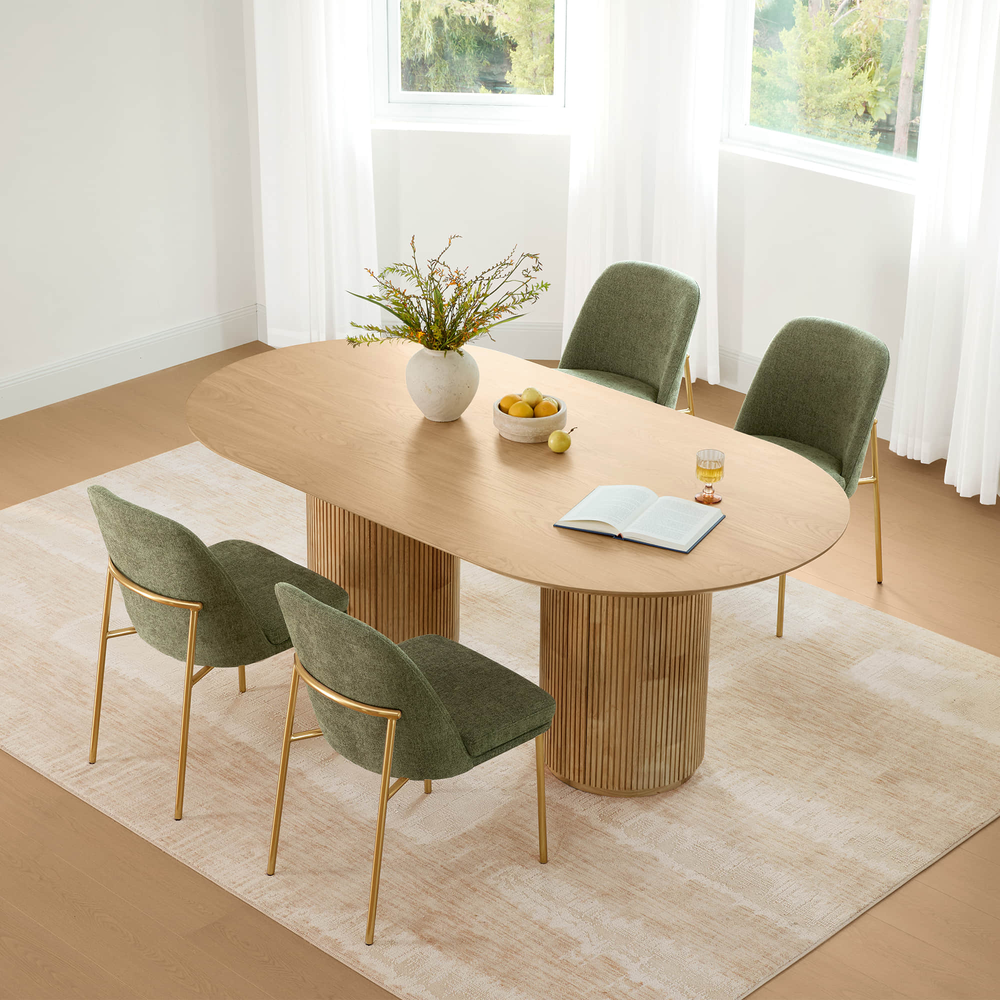 Coral Fluted Oval Wood Dining Table - Image 32