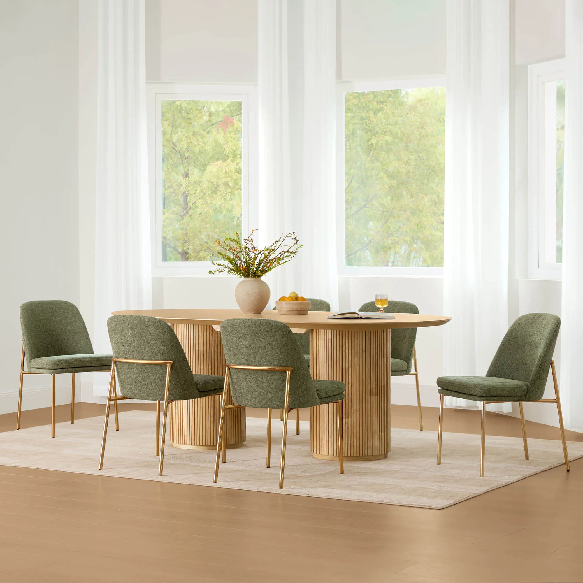 Coral Fluted Oval Wood Dining Table - Image 34
