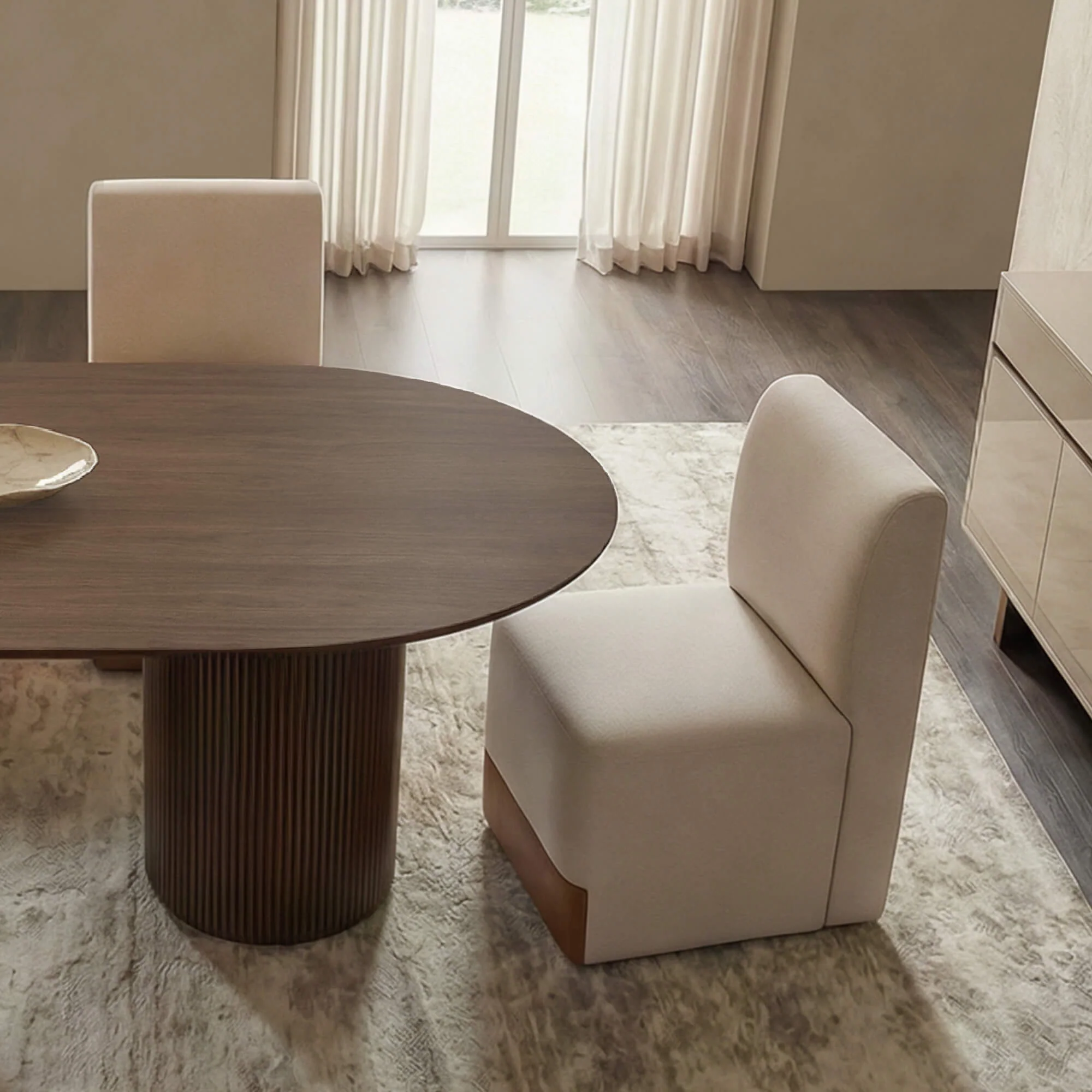 Coral Fluted Oval Wood Dining Table - Image 5