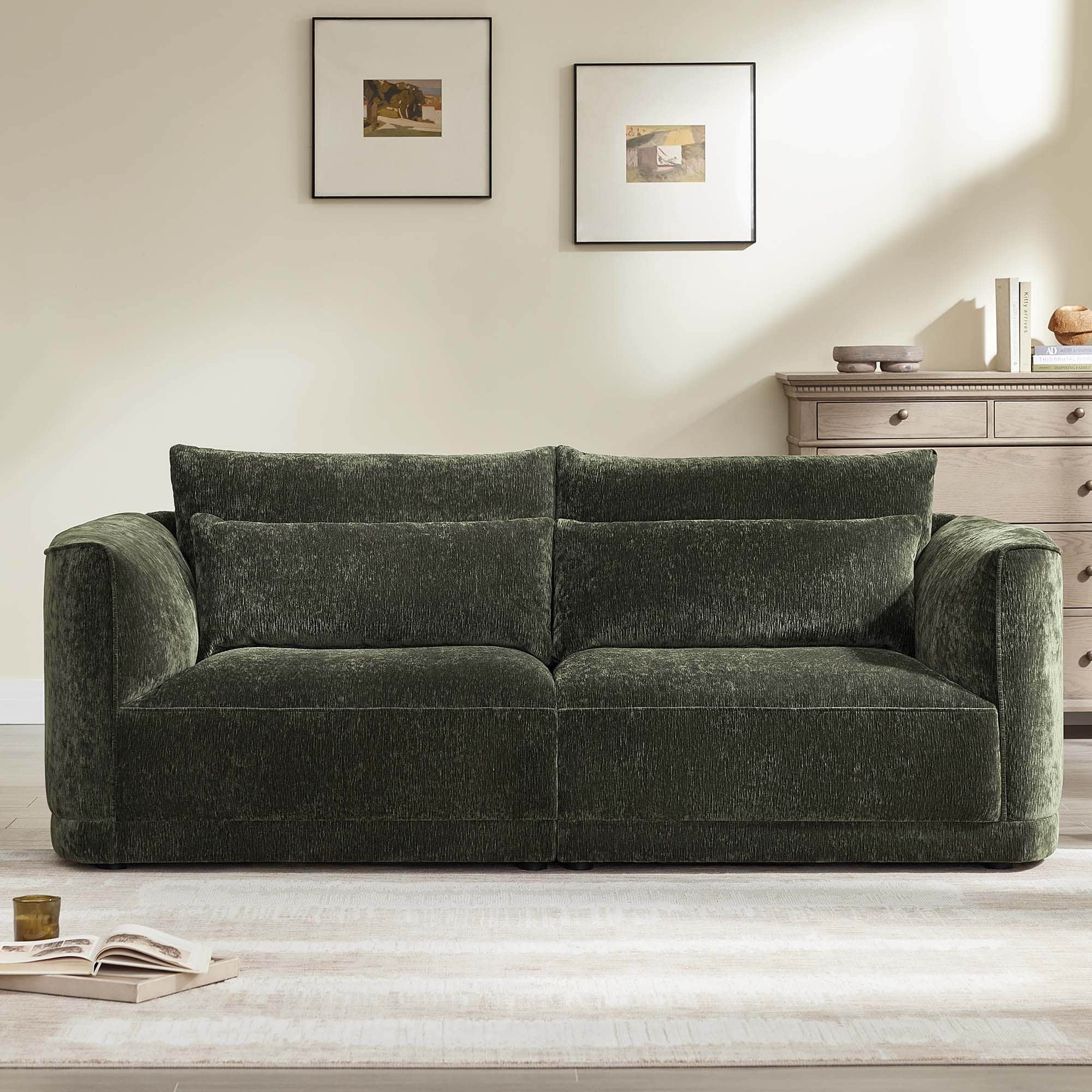 Daisy 2-Seat Modular Curved Chenille Sofa with Down-Filled Cushions - Image 14
