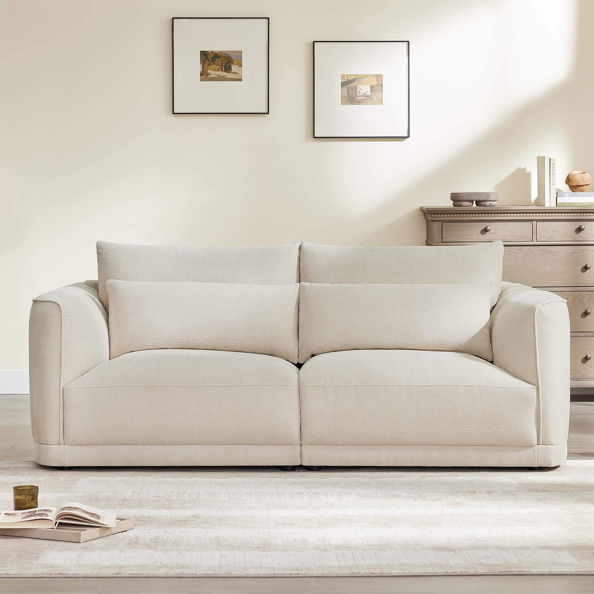 Daisy 2-Seat Modular Curved Chenille Sofa with Down-Filled Cushions - Image 4