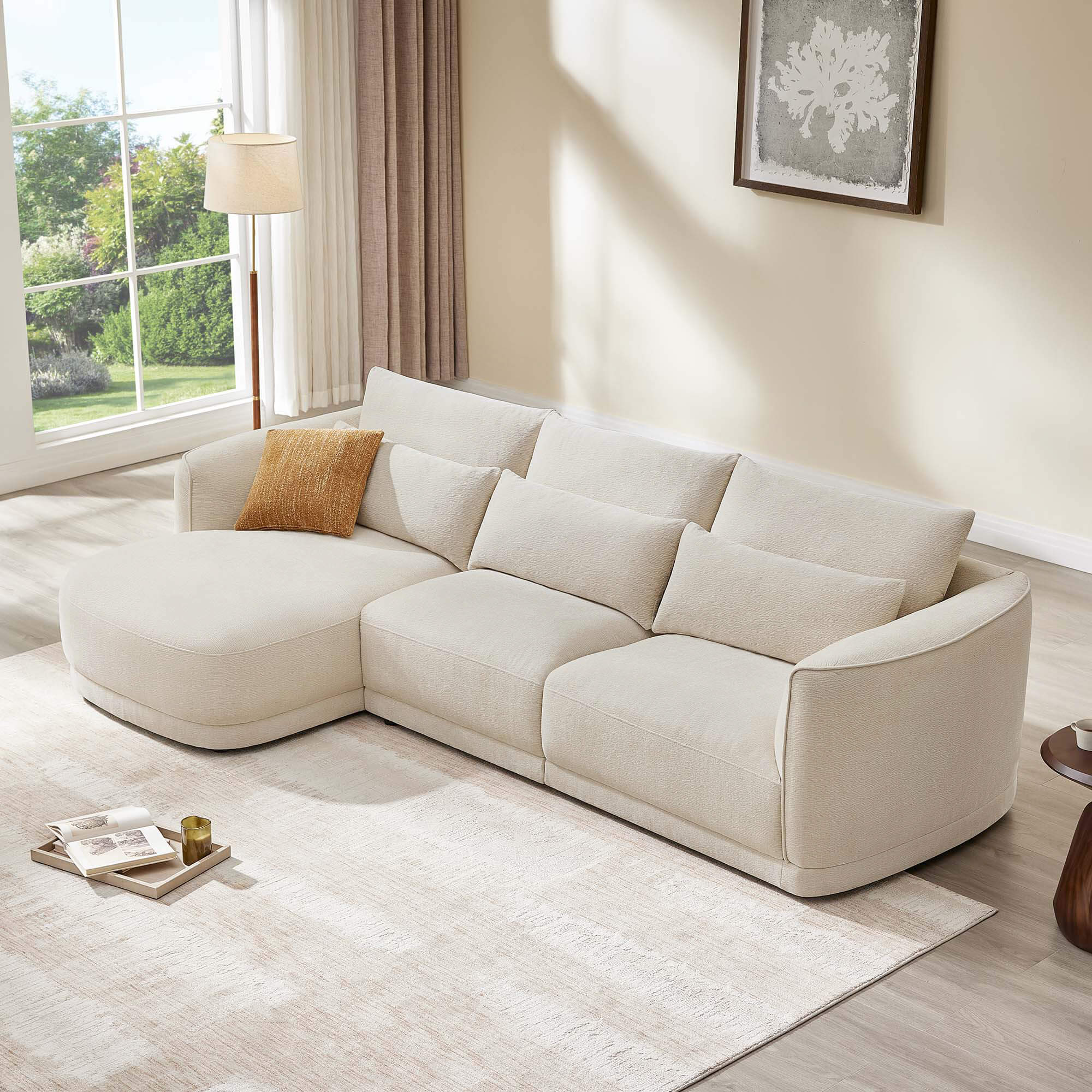 Daisy 3-Seat Modular Curved Chenille Sectional Sofa with Chaise and Down-Filled - Image 10