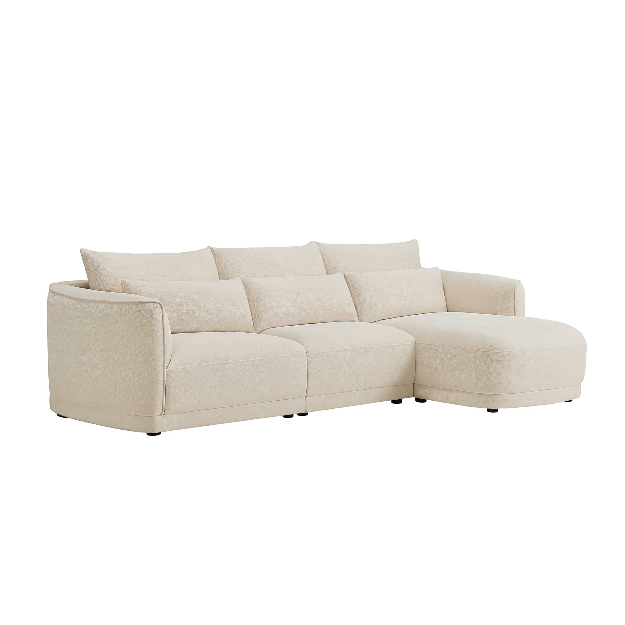 Daisy 3-Seat Modular Curved Chenille Sectional Sofa with Chaise and Down-Filled - Image 13
