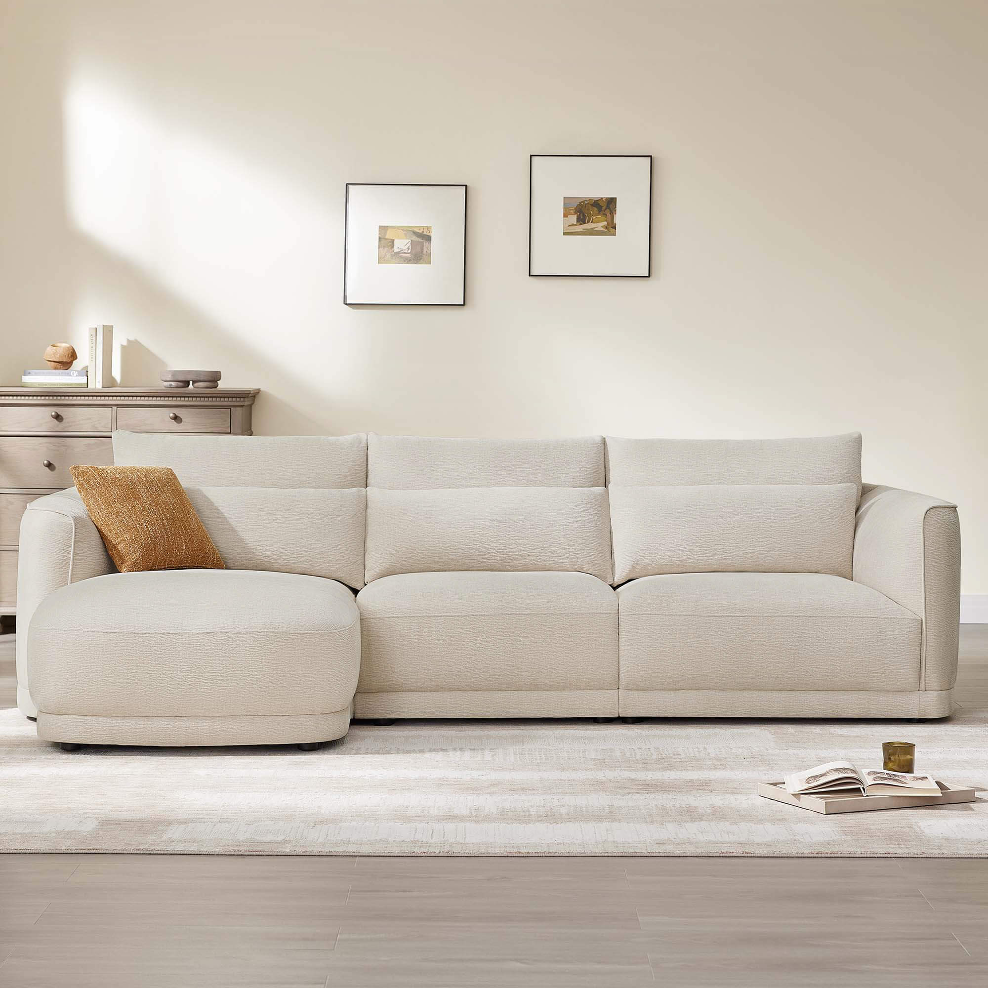 Daisy 3-Seat Modular Curved Chenille Sectional Sofa with Chaise and Down-Filled - Image 14