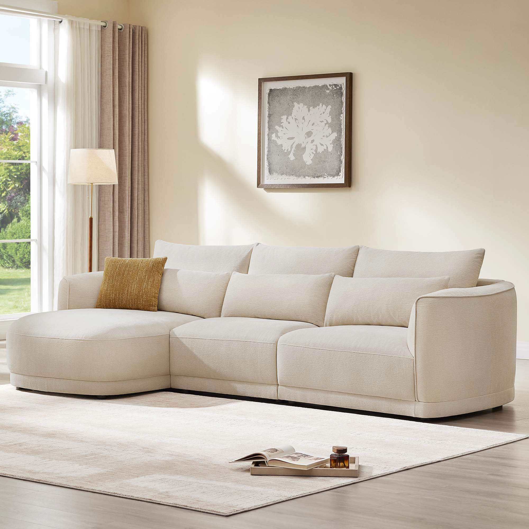 Daisy 3-Seat Modular Curved Chenille Sectional Sofa with Chaise and Down-Filled - Image 30