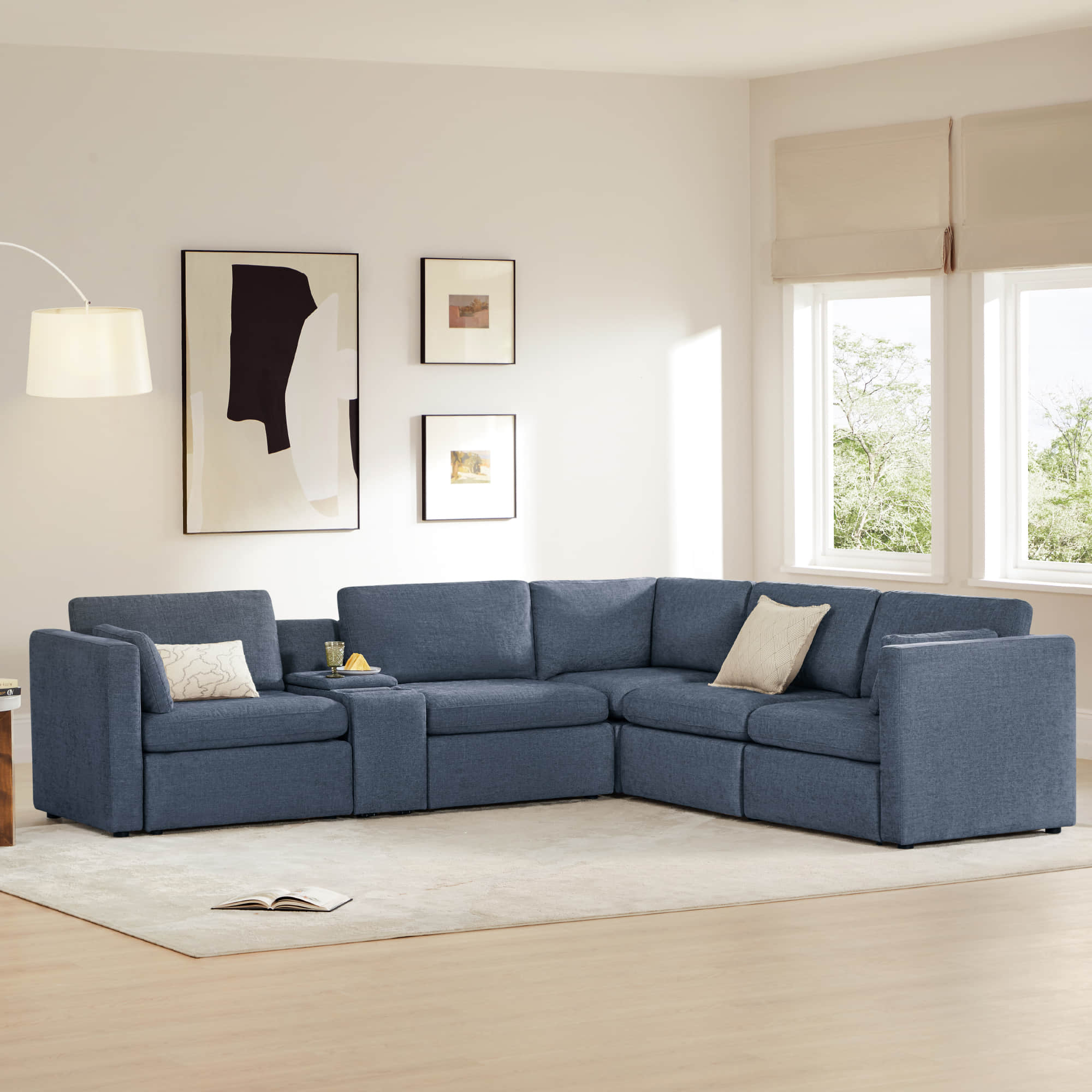 Delaney 5-Seat V Shaped Modular Sofa Chaise - Image 78