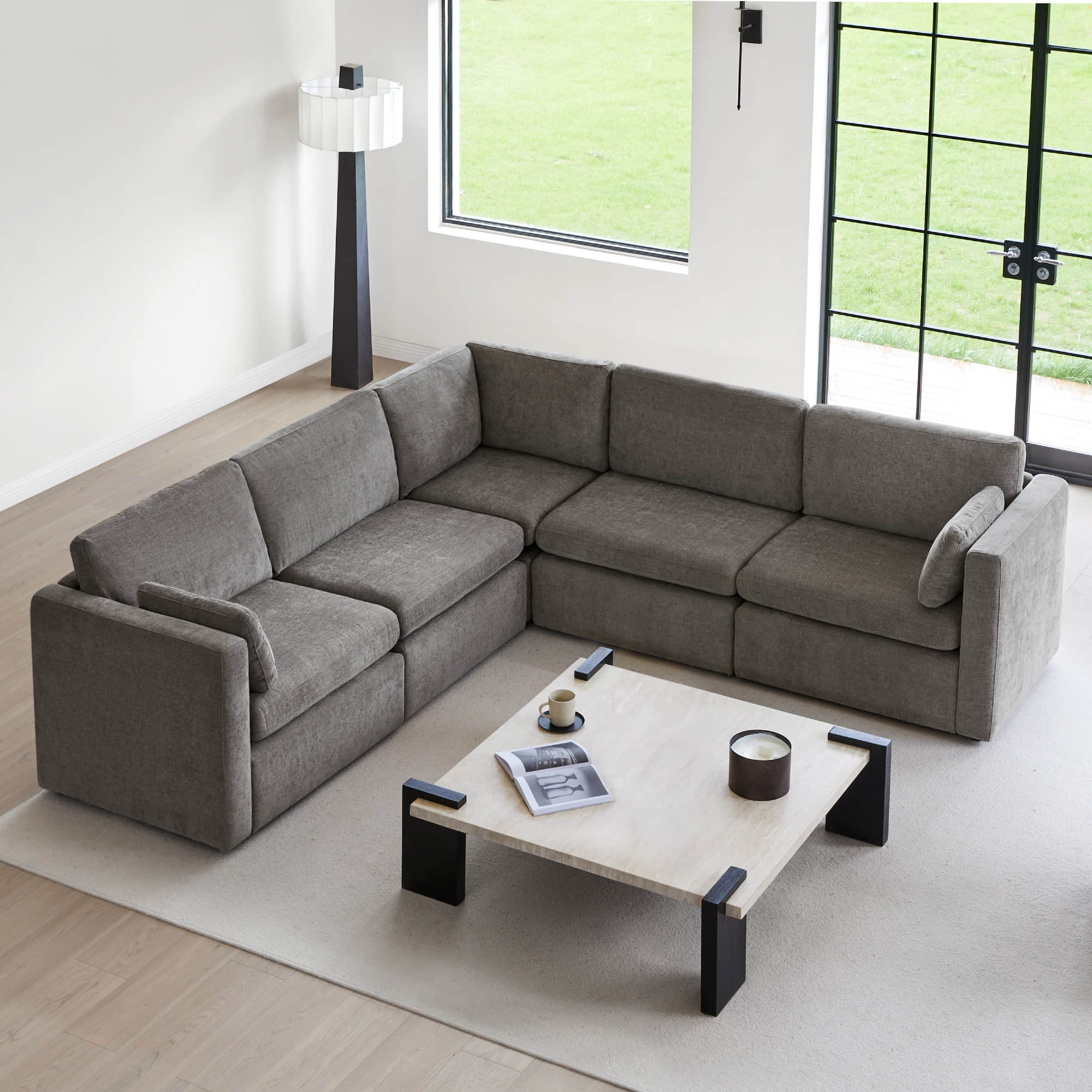 Delaney 5-Seat V Shaped Modular Sofa Chaise - Image 93