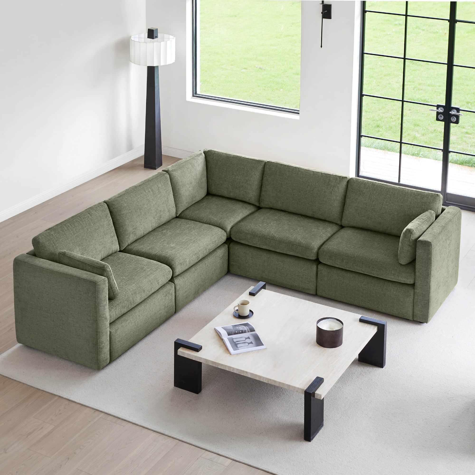 Delaney 5-Seat V Shaped Modular Sofa Chaise - Image 98