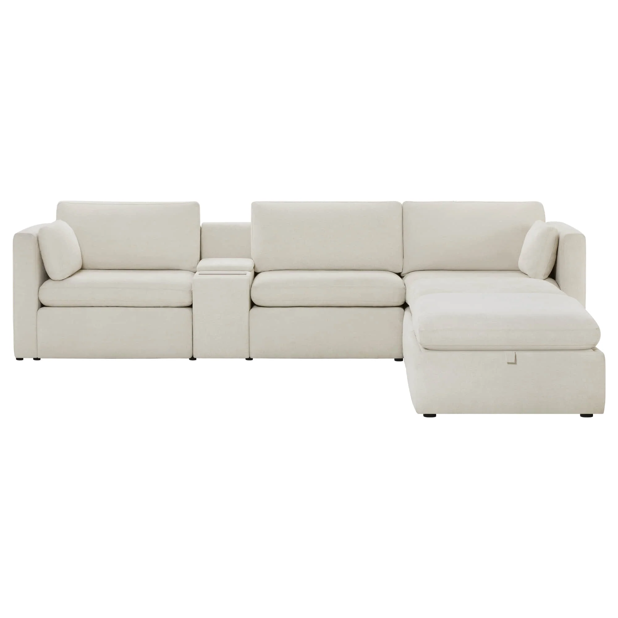 Delaney 5-Seat Modular Sofa Chaise with Storage Ottomans - Image 13