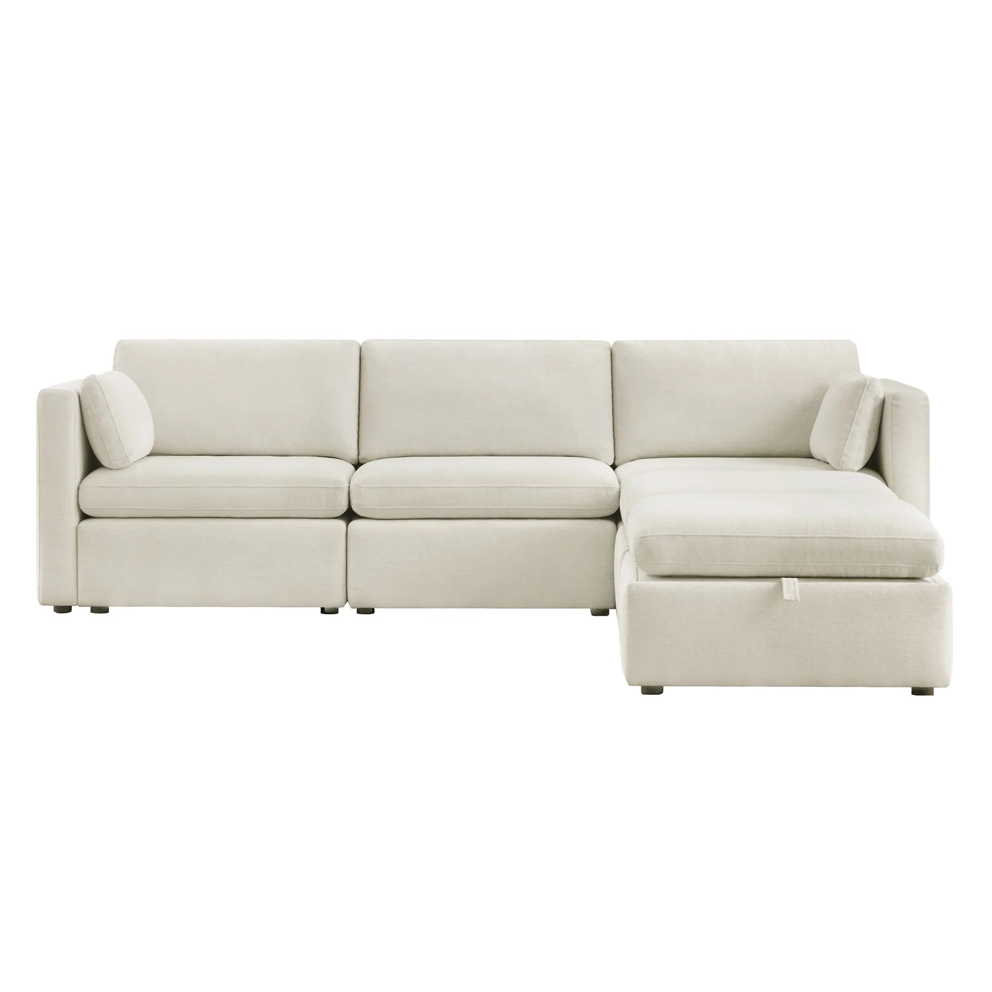 Delaney 5-Seat Modular Sofa Chaise with Storage Ottomans - Image 4