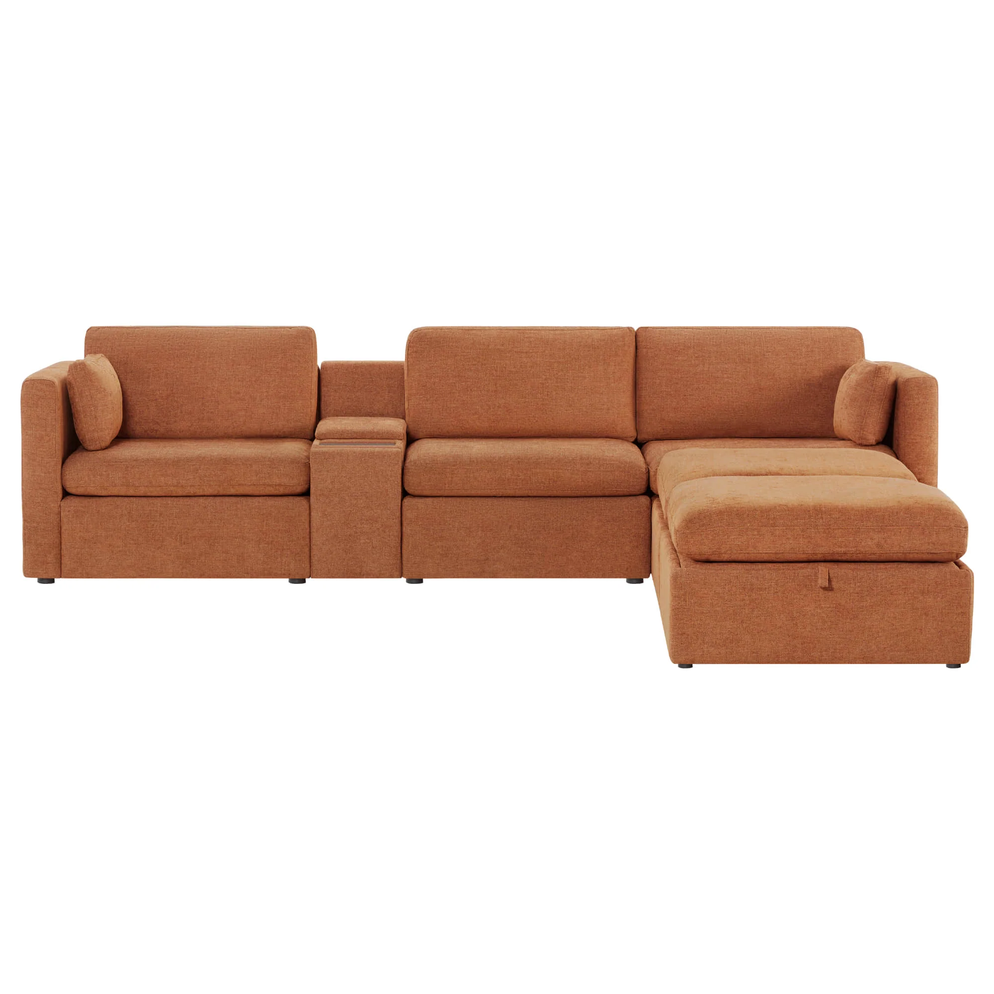 Delaney 5-Seat Modular Sofa Chaise with Storage Ottomans - Image 42