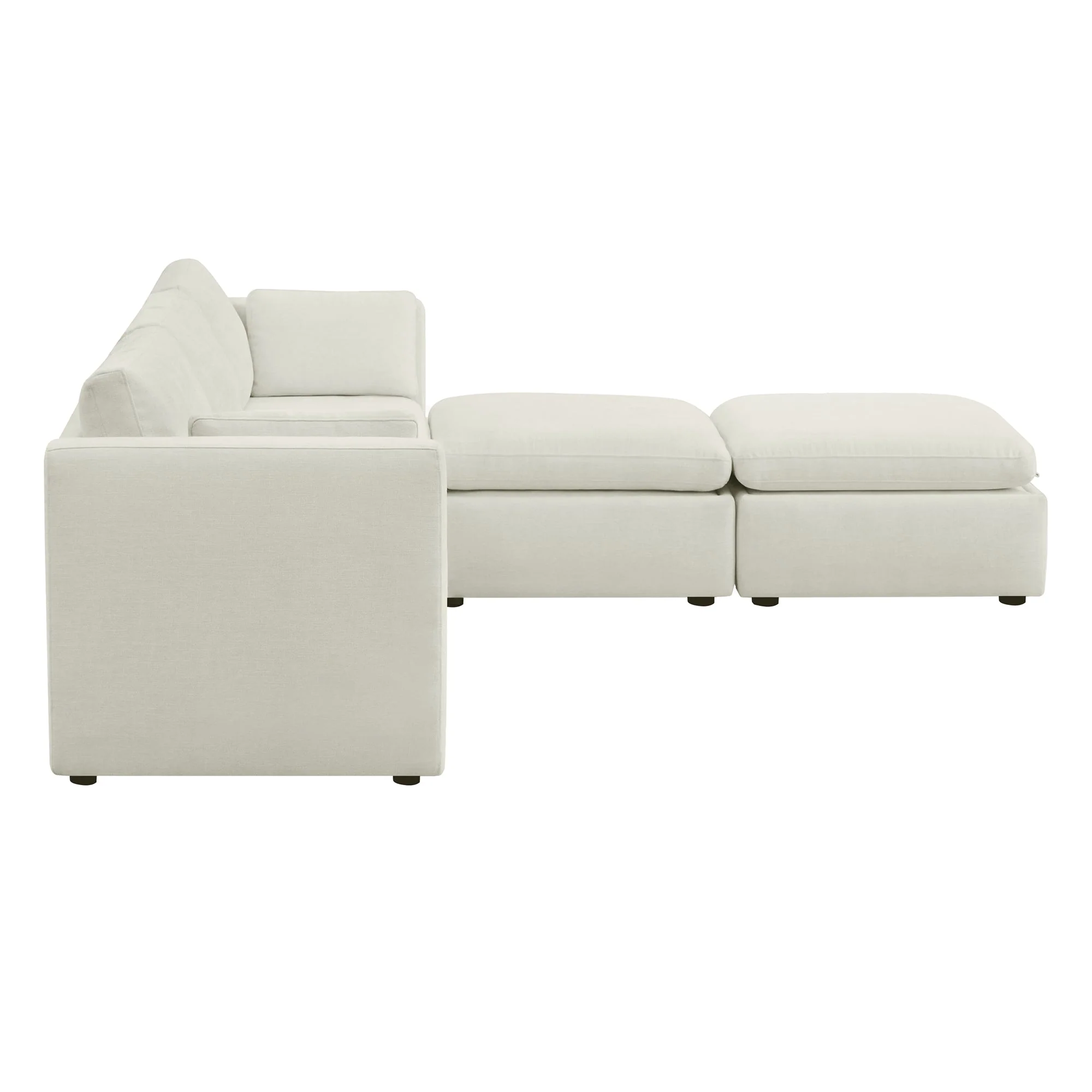 Delaney 5-Seat Modular Sofa Chaise with Storage Ottomans - Image 5