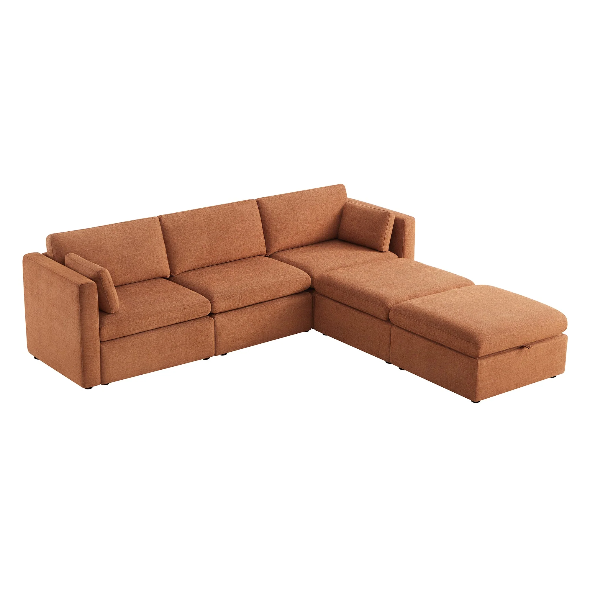 Delaney 5-Seat Modular Sofa Chaise with Storage Ottomans - Image 62