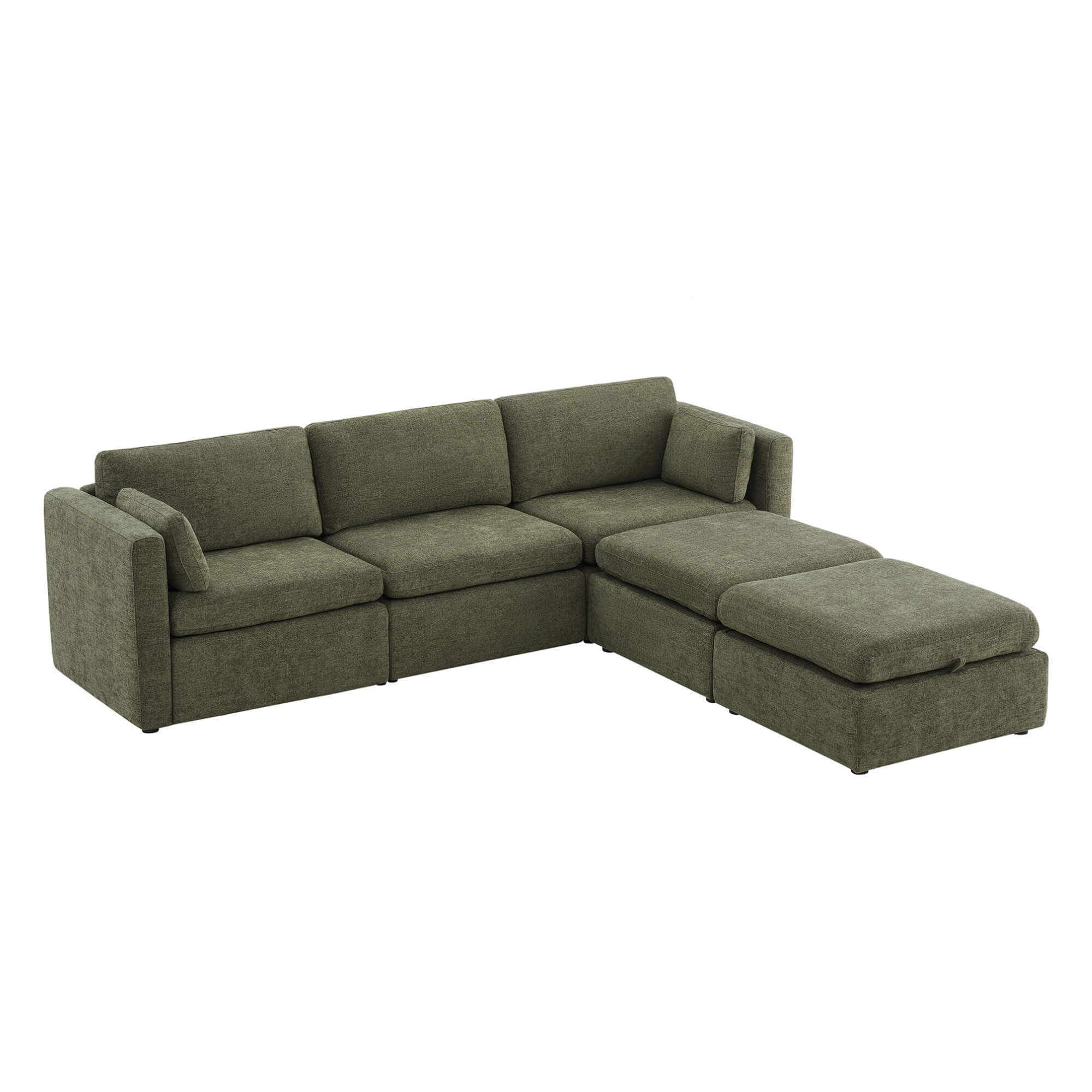 Delaney 5-Seat Modular Sofa Chaise with Storage Ottomans - Image 92