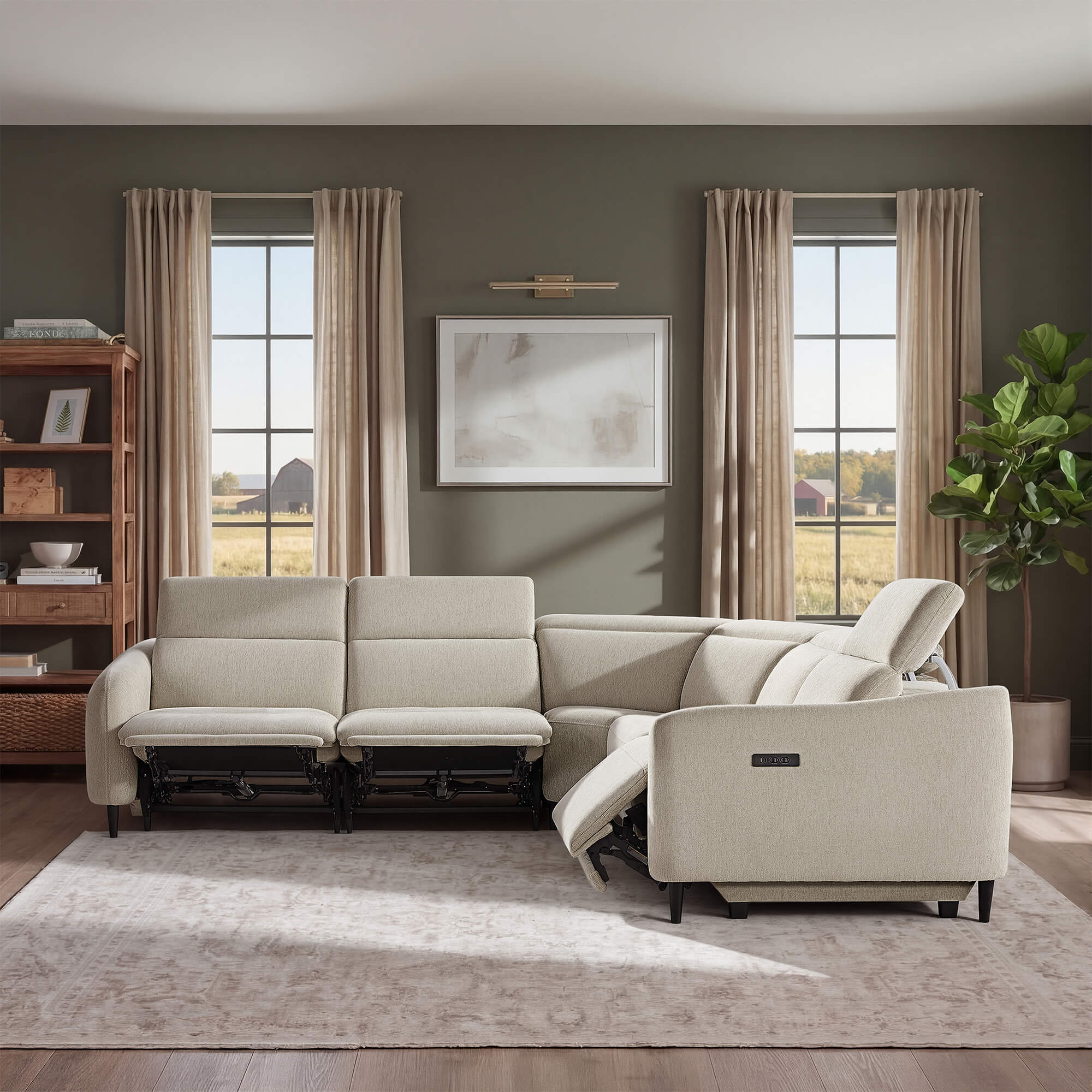 Diya Soft & Breathable 5-Seater Reclining Sofa with Power Headrest - Image 27